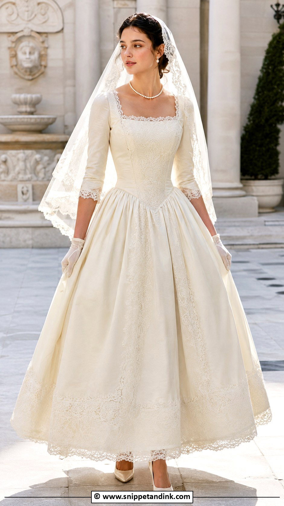Victorian Square Neck Wedding Dress - Snippet and Ink - 25 Victorian Era Wedding Dress Ideas