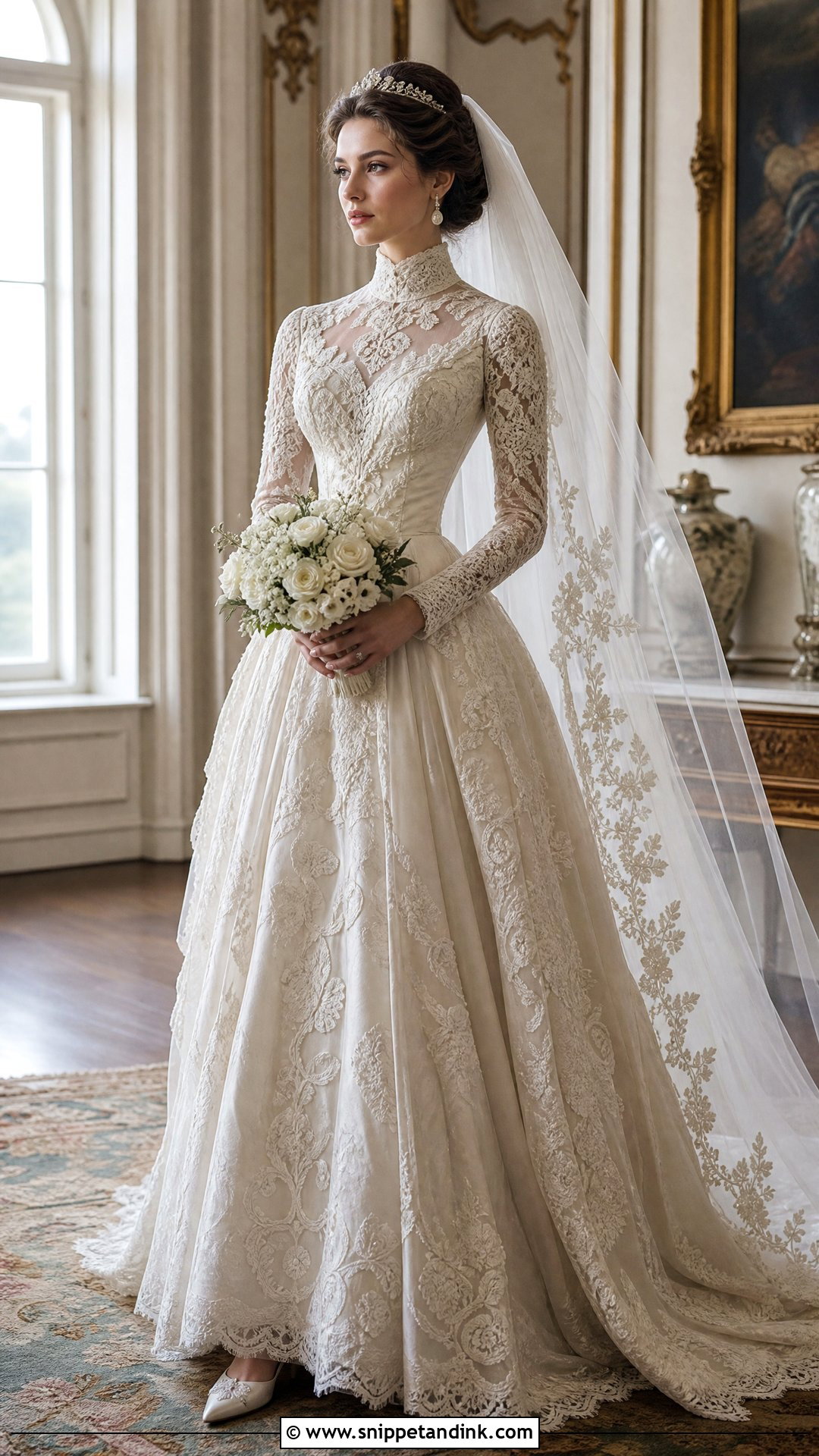Victorian Vintage Wedding Dress With Long Lace Sleeves - Snippet and Ink - 20 Vintage Wedding Dress Sleeves