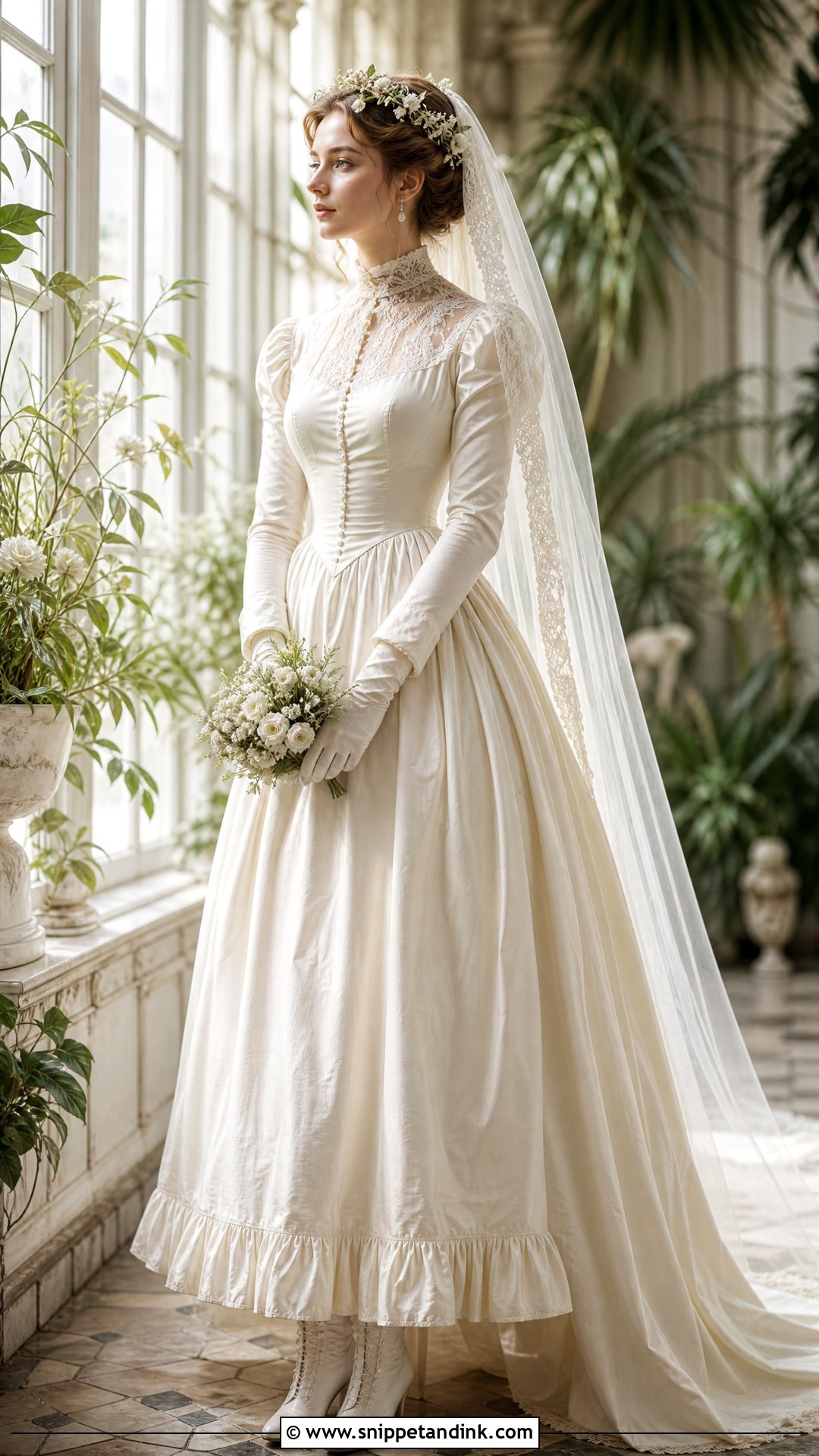 Victorian Wedding Dress With Orange Blossom Wreath - Snippet and Ink - 20 Victorian Wedding Dress 19th Century Ideas