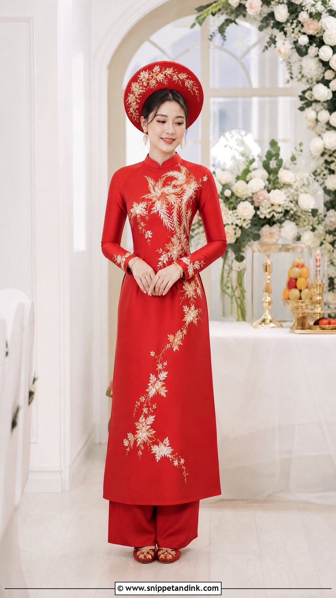 Vietnamese Red Ao Dai Bridal Dress - Snippet and Ink - 20 Traditional Bride Dress Ideas