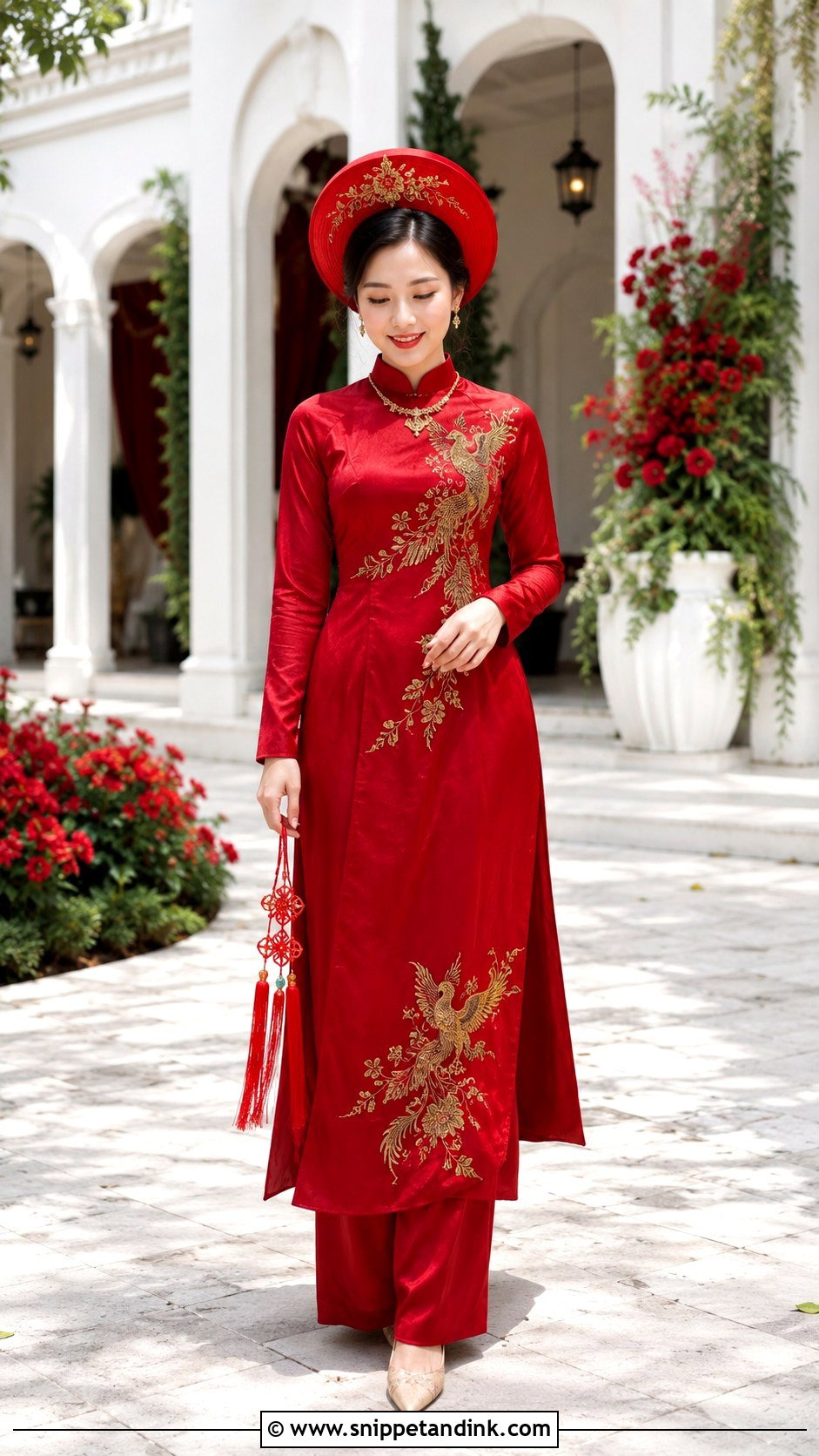 Vietnamese Red Ao Dai Wedding Dress - Snippet and Ink - 30 Traditional Wedding Dresses