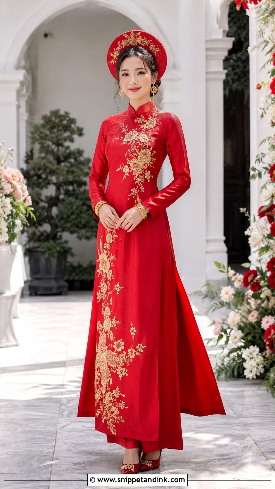 Vietnamese Traditional Marriage Red Ao Dai Outfit - Snippet and Ink - 20 Traditional Marriage Outfit Ideas