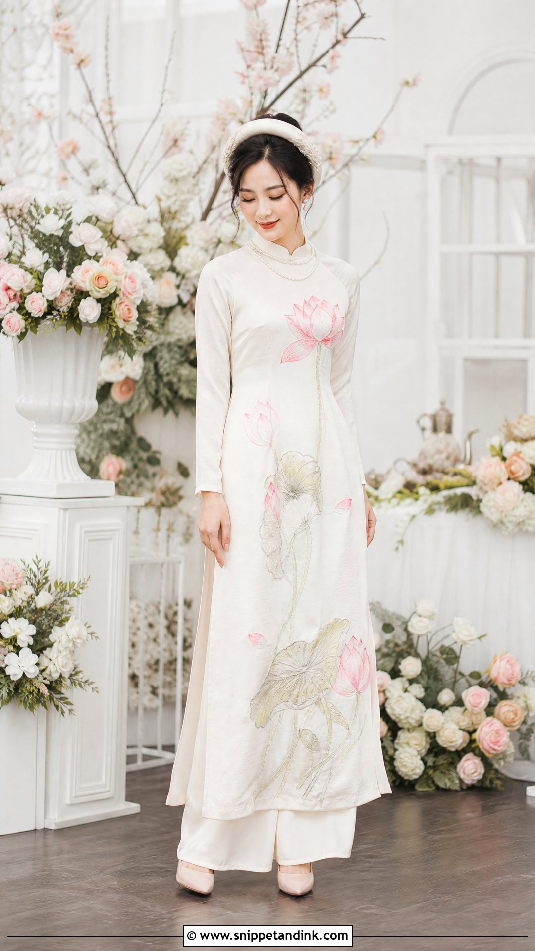 Vietnamese Wedding Ao Dai With Floral Embroidery - Snippet and Ink - 25 Vietnamese Wedding Dress Ideas