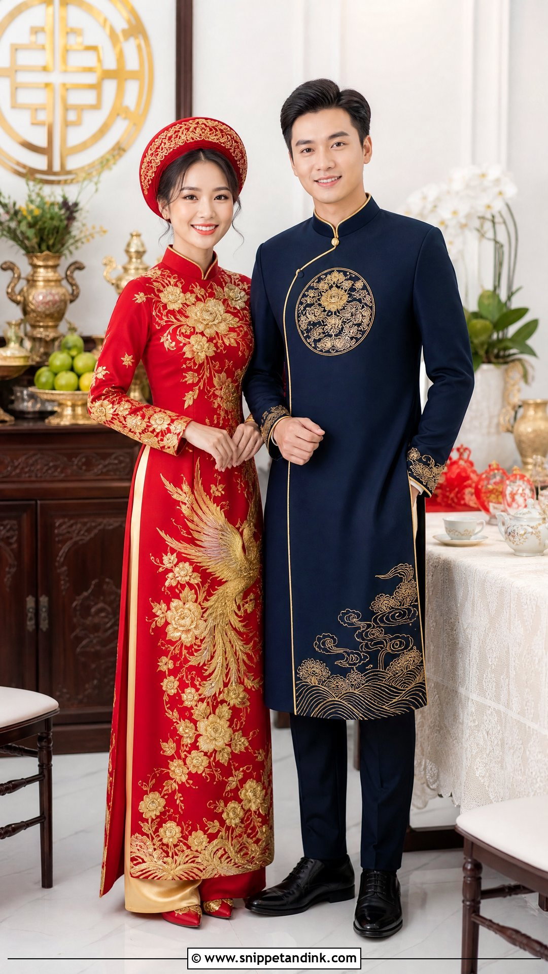 Vietnamese Wedding Ao Dai With Matching Groom Ao Dai - Snippet and Ink - 25 Vietnamese Wedding Dress Ideas