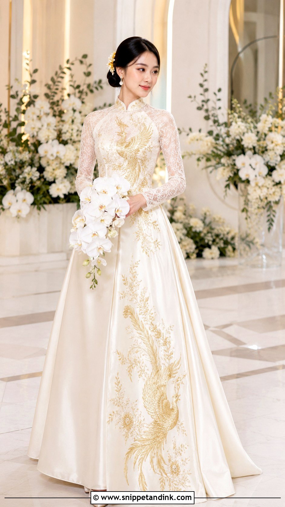 Vietnamese Wedding Ball Gown With o Dai Collar - Snippet and Ink - 20 Vietnam Wedding Dress Ideas