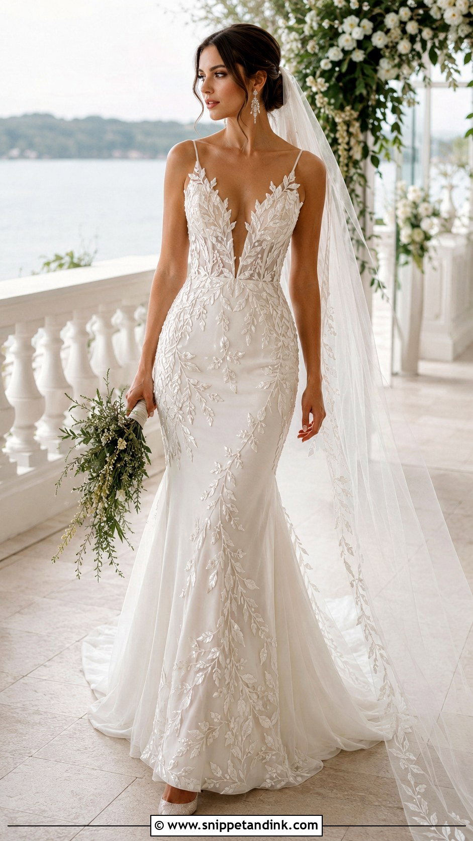 Vine Applique Mermaid Wedding Dress - Snippet and Ink - 20 Applique Wedding Dress Ideas