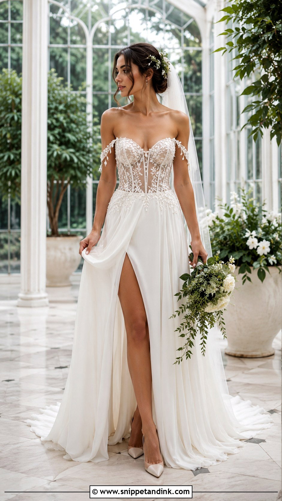 Vine Embroidered Corset Wedding Dress - Snippet and Ink - 20 Nature Inspired Wedding Dress Ideas