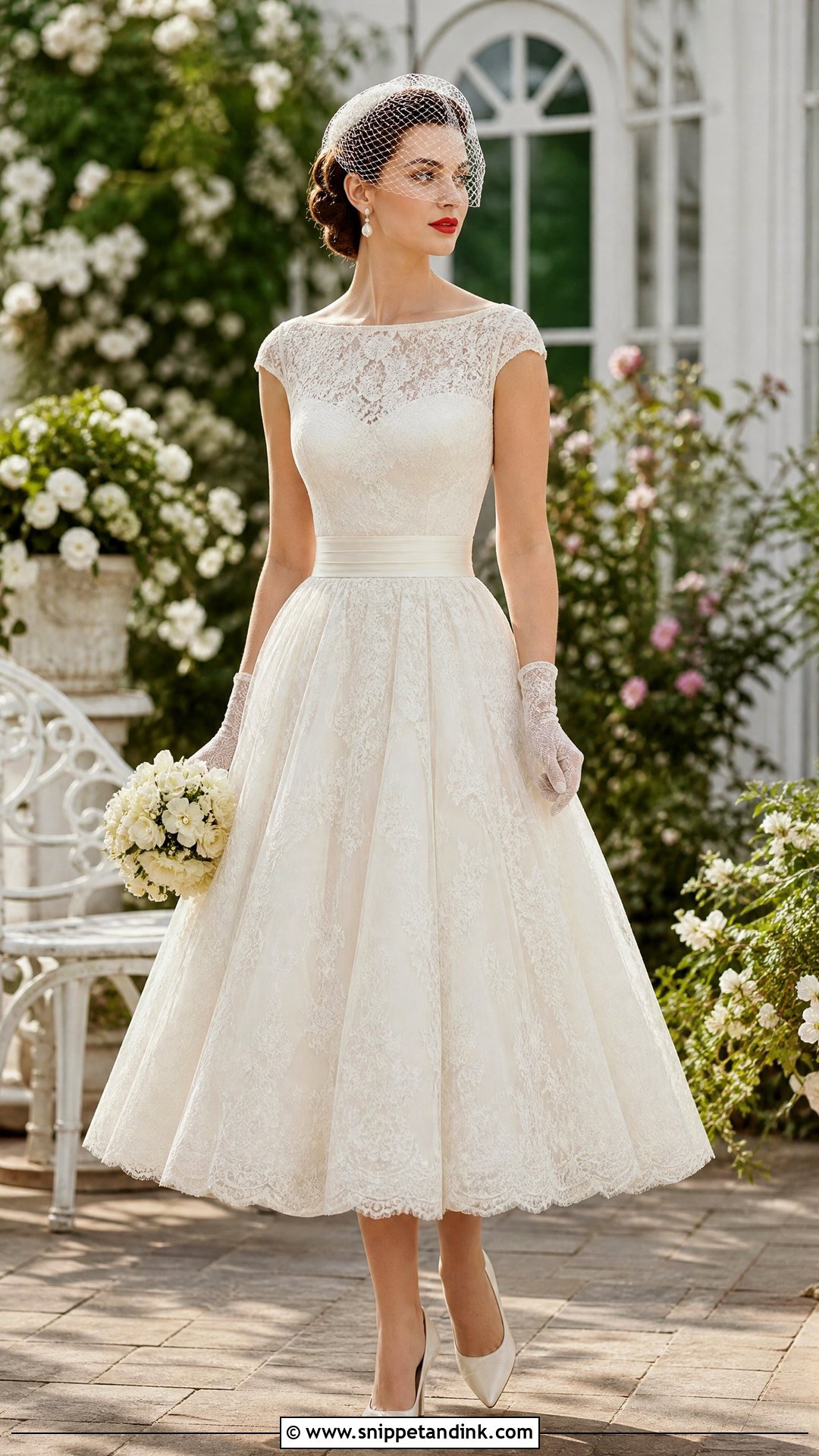 Vintage 1950s Lace Tea Length Wedding Dress - Snippet and Ink - 20 Tea Length Wedding Dresses Lace