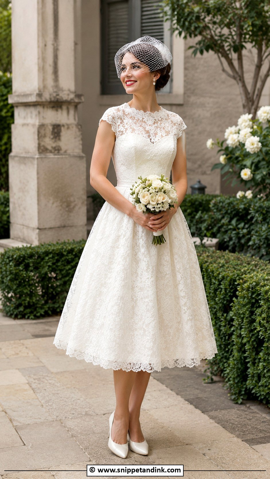 Vintage A Line Wedding Dress With Birdcage Veil - Snippet and Ink - 30 Aline Wedding Dress Ideas