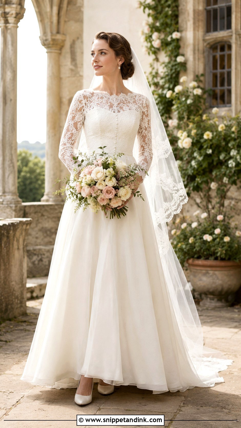 Vintage A Line Wedding Dress With Lace Sleeves - Snippet and Ink - 20 Classic a Line Wedding Dress Ideas