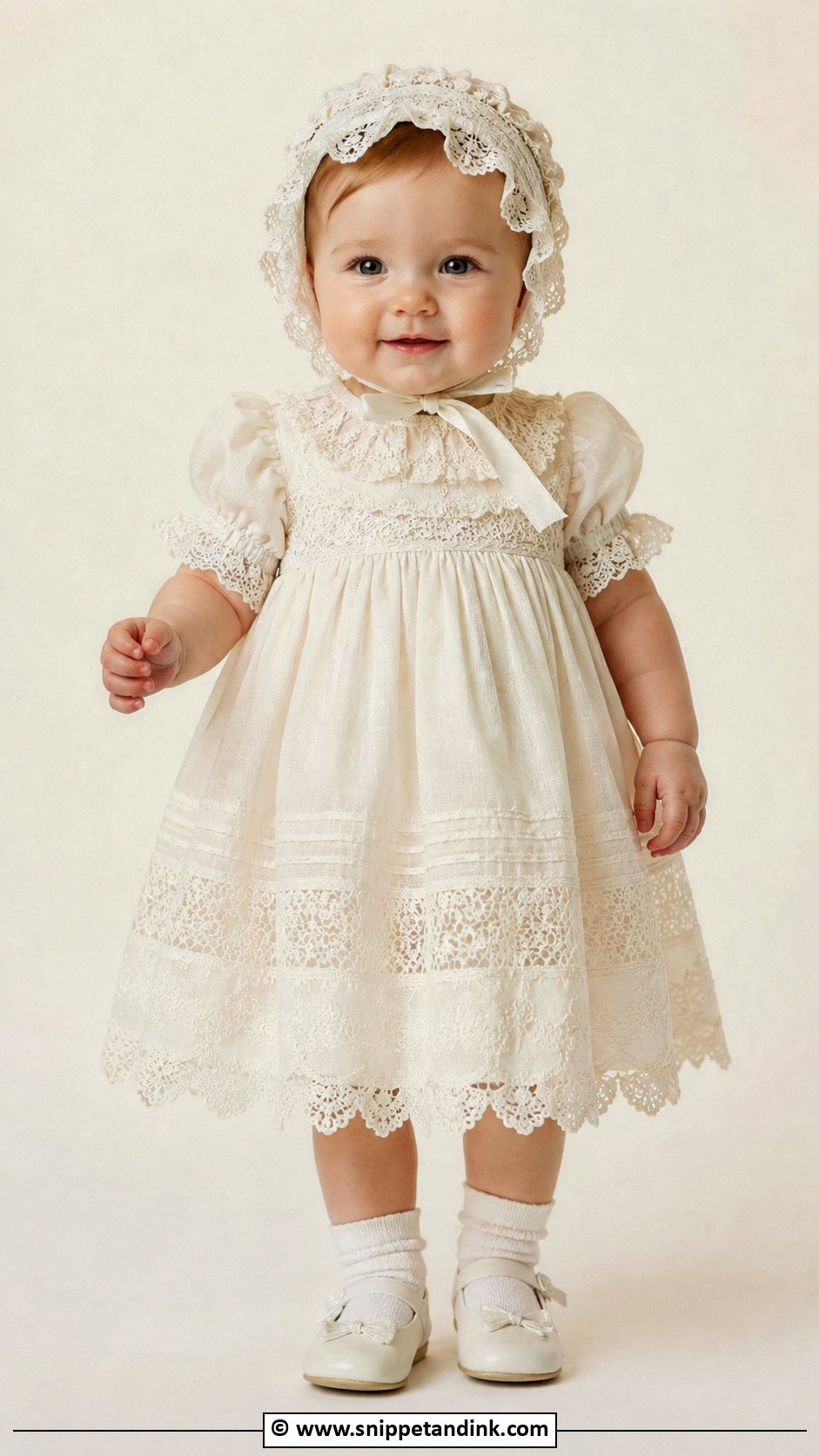 Vintage Baptism Dress With Lace Bonnet - Snippet and Ink - 25 Baby Girl Baptism Dress Ideas