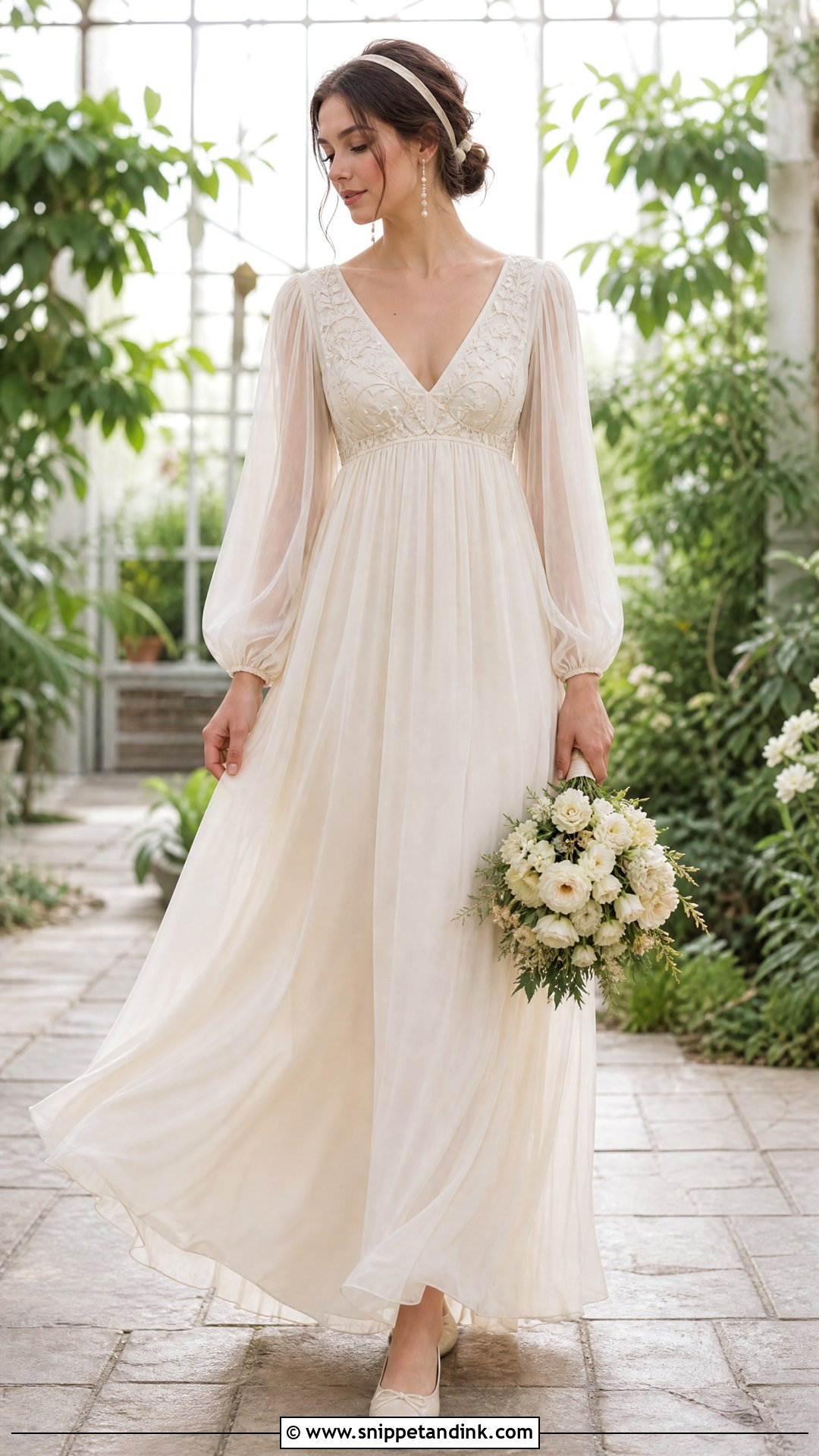 Vintage Bohemian Empire Waist Wedding Dress - Snippet and Ink - 20 Vintage Bohemian Wedding Dress Ideas
