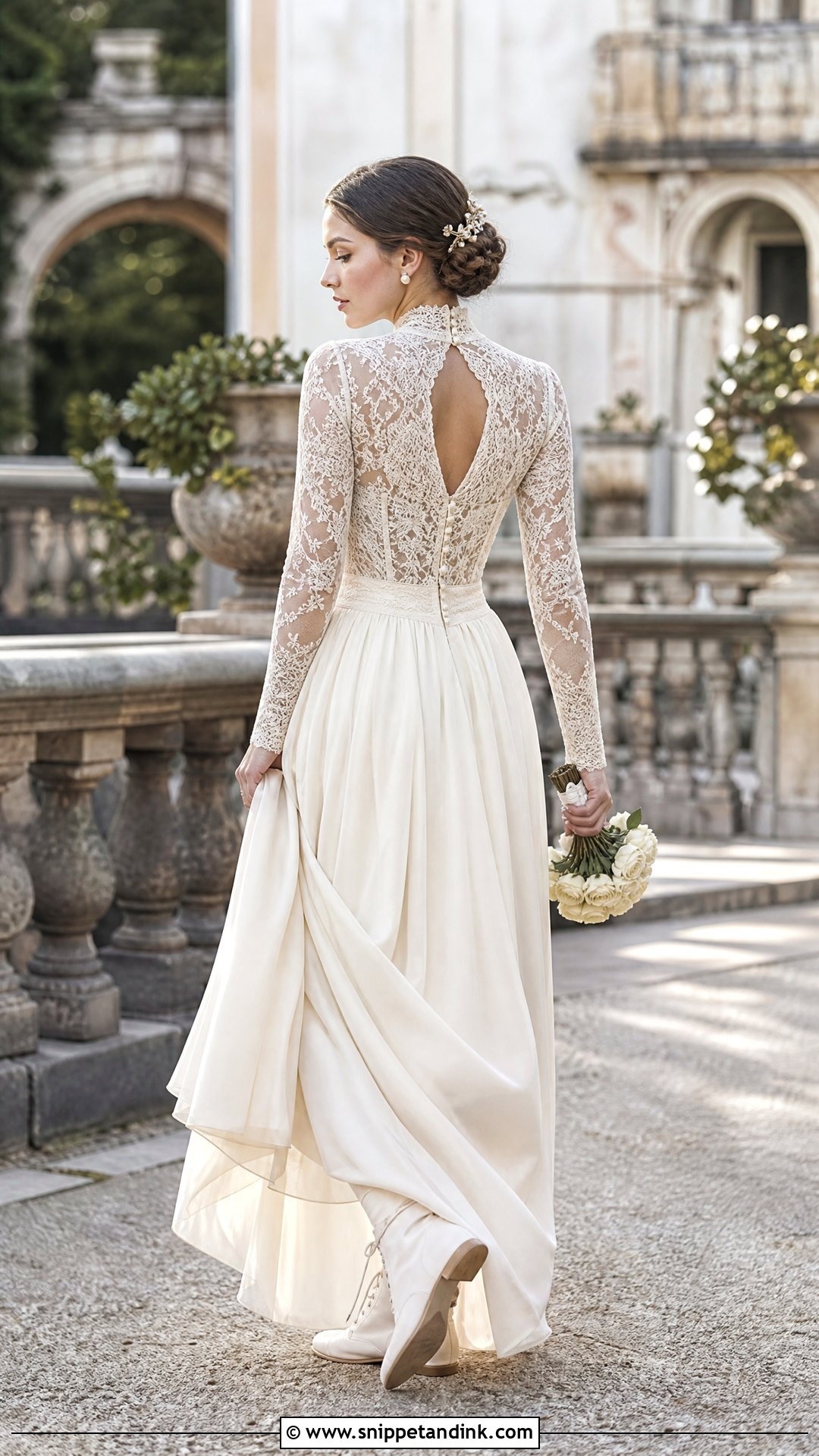 Vintage Bohemian High Neck Lace Wedding Dress - Snippet and Ink - 20 Vintage Bohemian Wedding Dress Ideas
