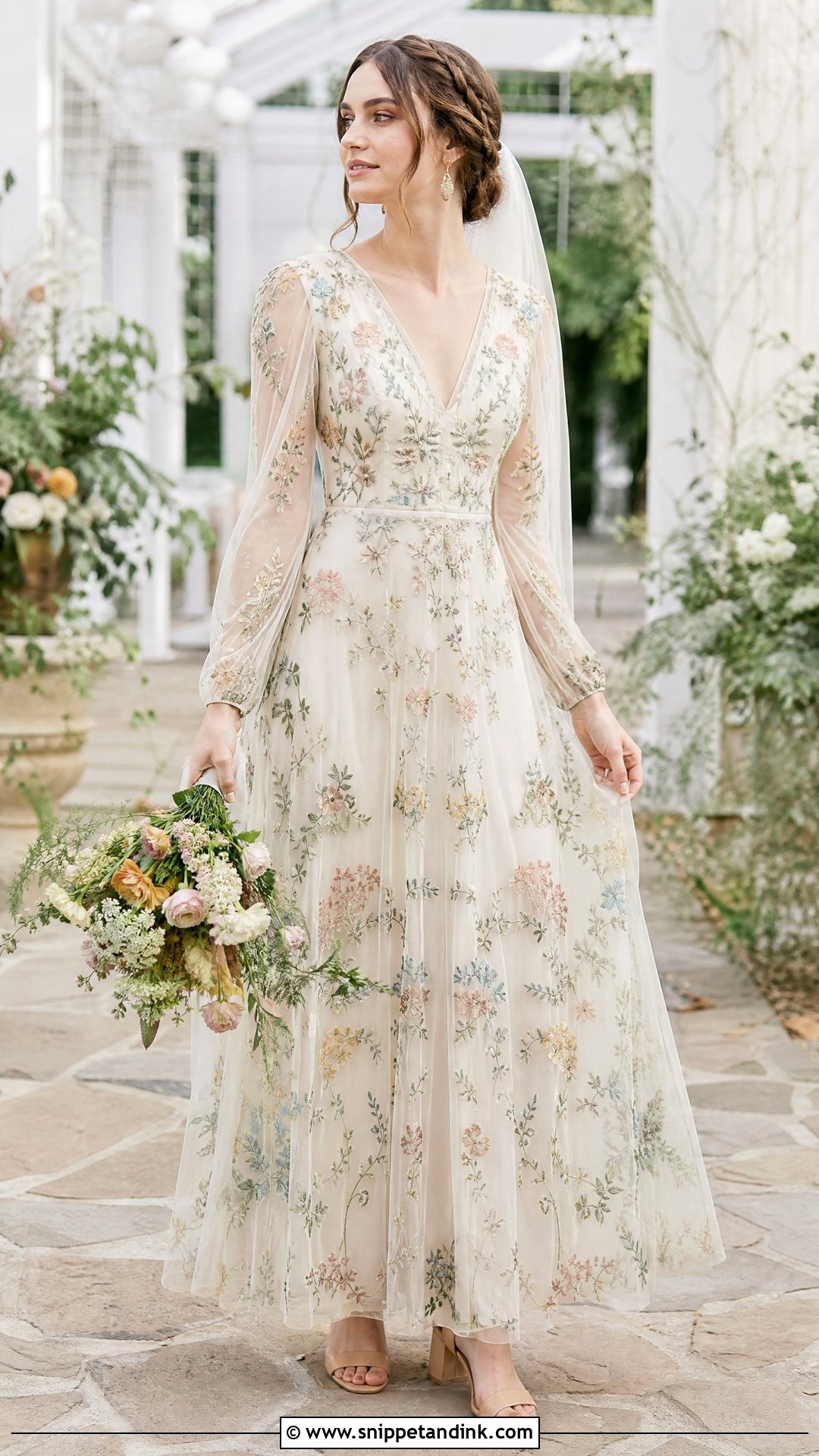 Vintage Bohemian Wedding Dress With Floral Embroidery - Snippet and Ink - 20 Vintage Bohemian Wedding Dress Ideas