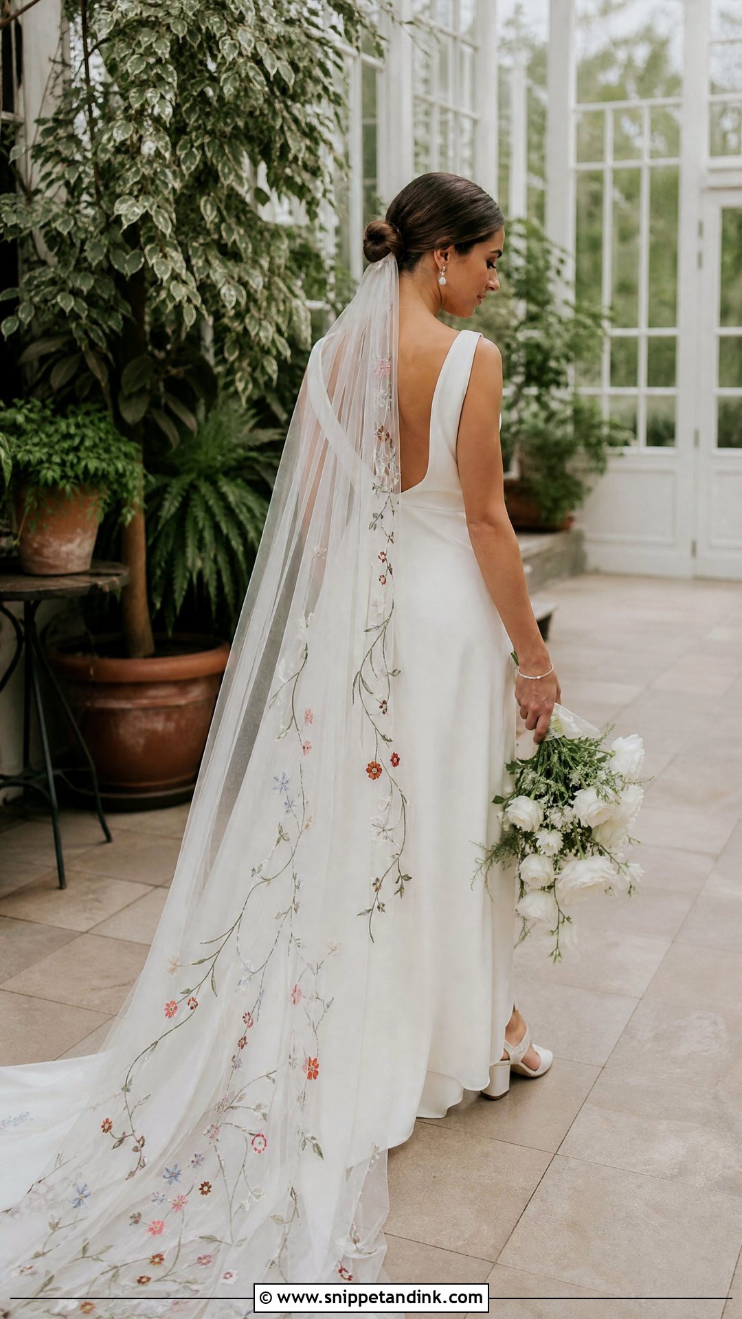 Vintage Bohemian Wedding Dress With an Embroidered Veil - Snippet and Ink - 20 Vintage Bohemian Wedding Dress Ideas