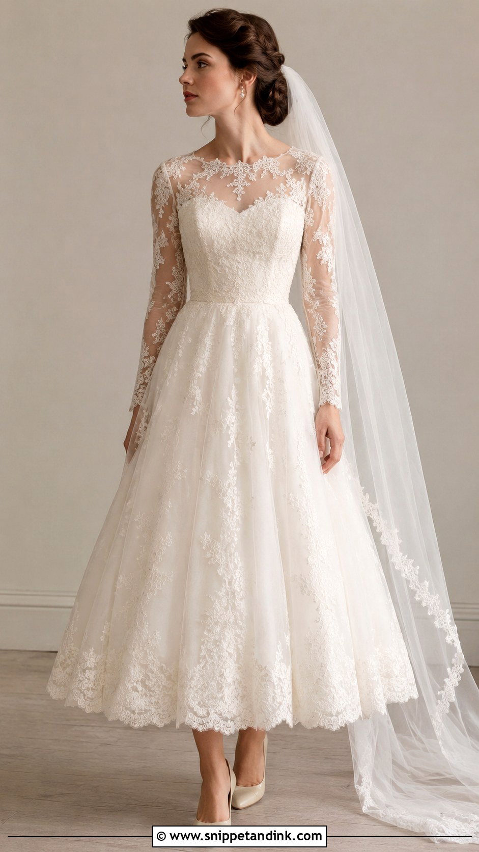 Vintage Bridal Dress With Illusion Neckline - Snippet and Ink - 30 Vintage Bridal Dress Ideas
