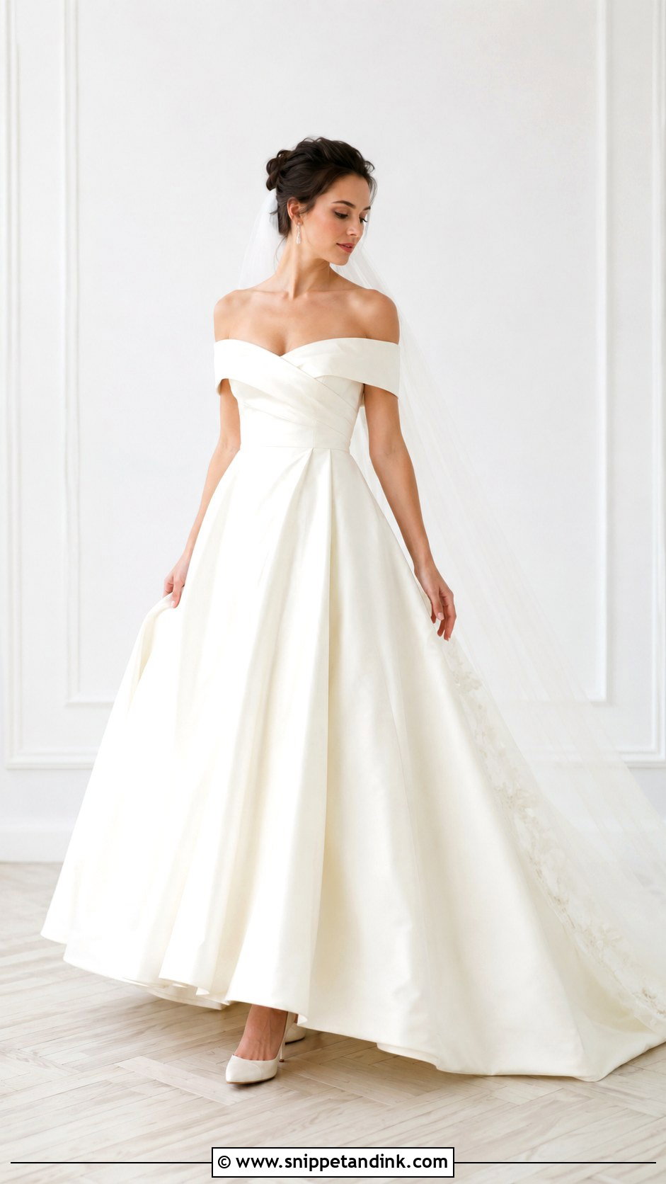 Vintage Bridal Dress With Off Shoulder Neckline - Snippet and Ink - 30 Vintage Bridal Dress Ideas