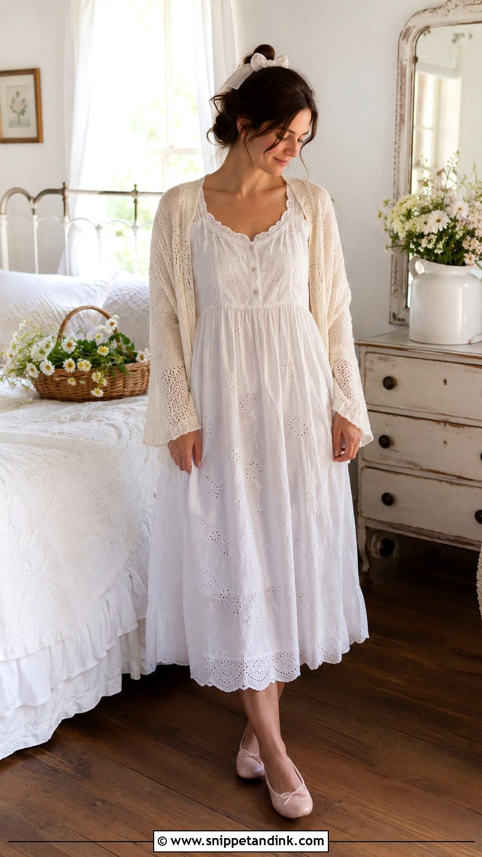 Vintage Bridal Nightgown With Eyelet Details - Snippet and Ink - 25 Bridal Nightgown Ideas