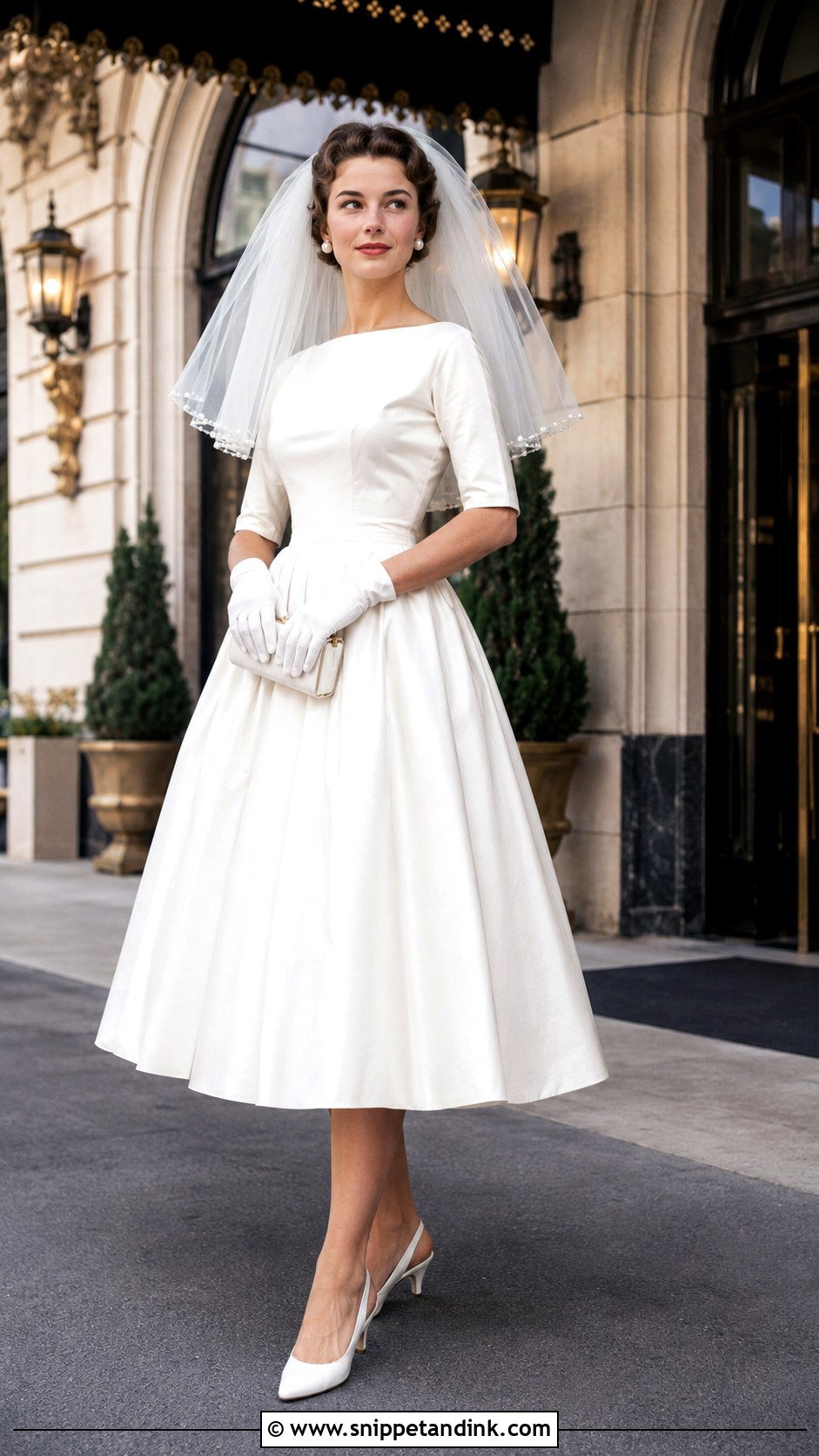 Vintage Bride With Elbow Length Veil - Snippet and Ink - 20 Brides with Veils