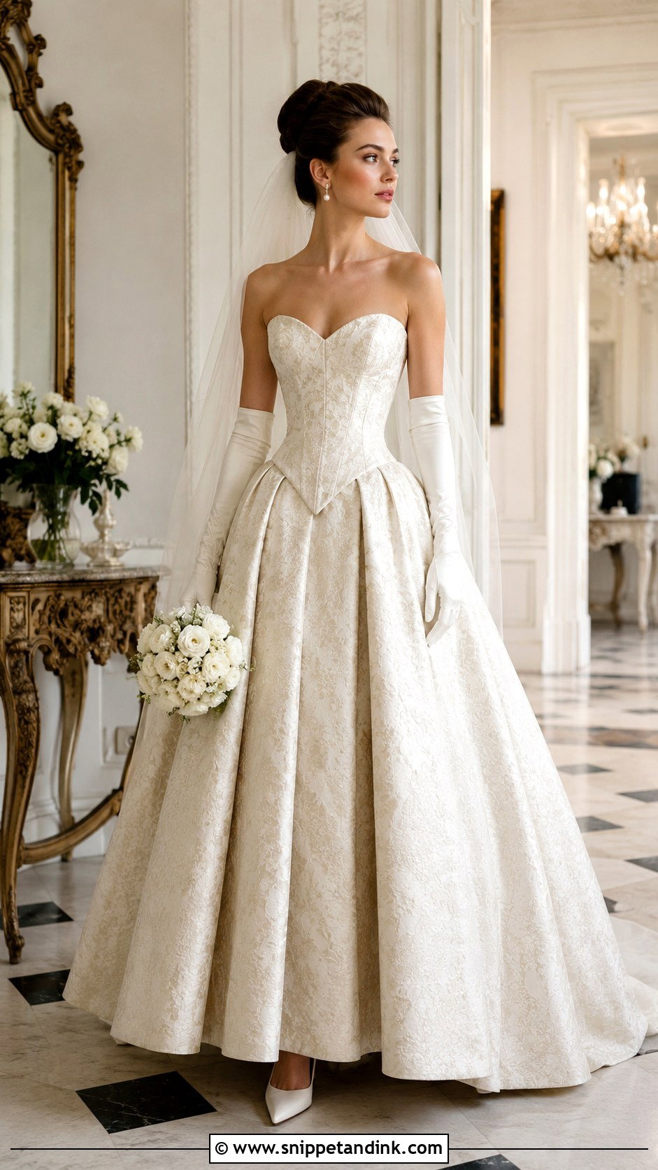 Vintage Brocade Corset Ball Gown Wedding Dress - Snippet and Ink - 20 Corset Ball Gown Wedding Dress Ideas