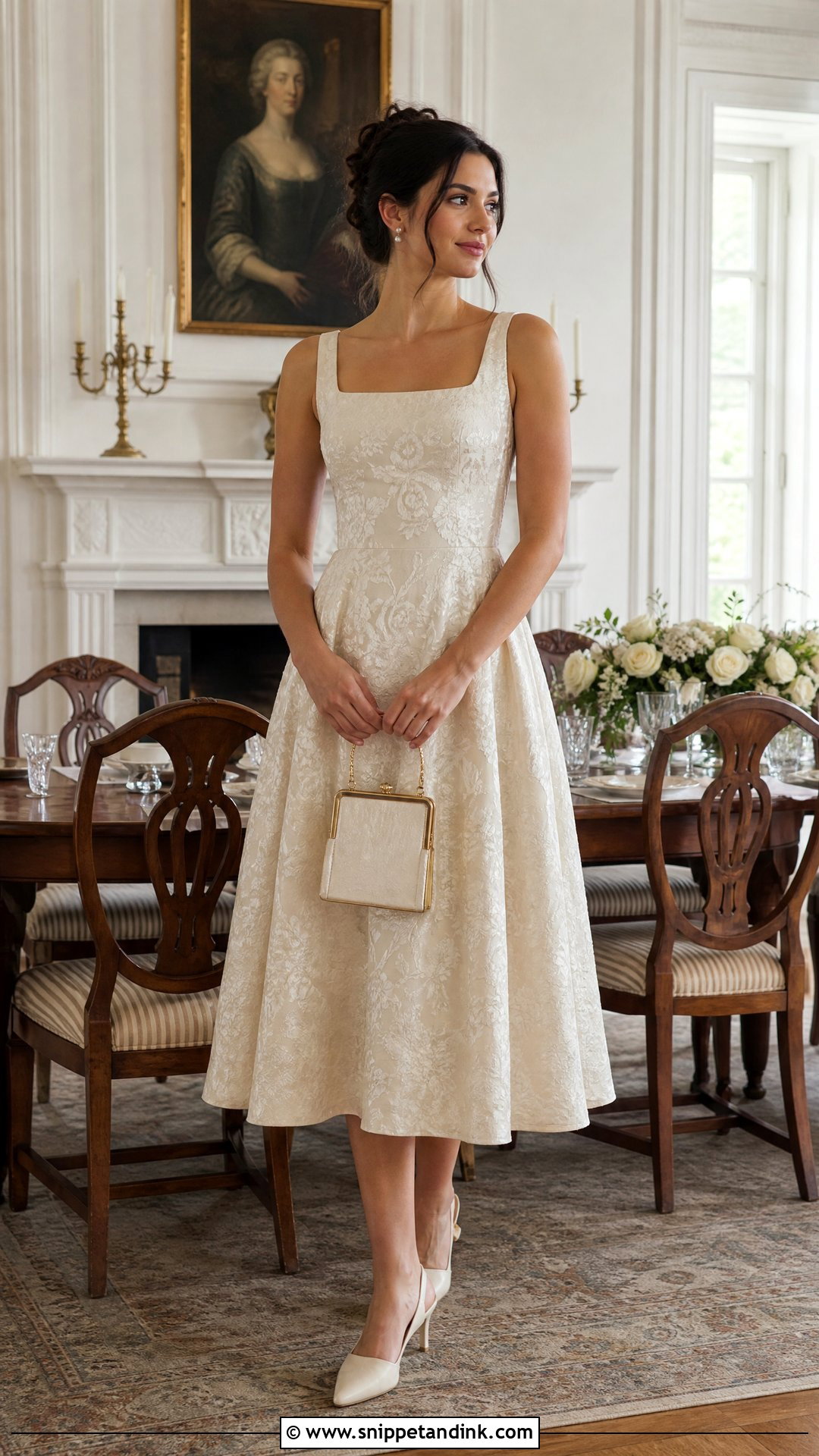 Vintage Brocade Rehearsal Dinner Dress - Snippet and Ink - 20 Unique Rehearsal Dinner Dress Ideas