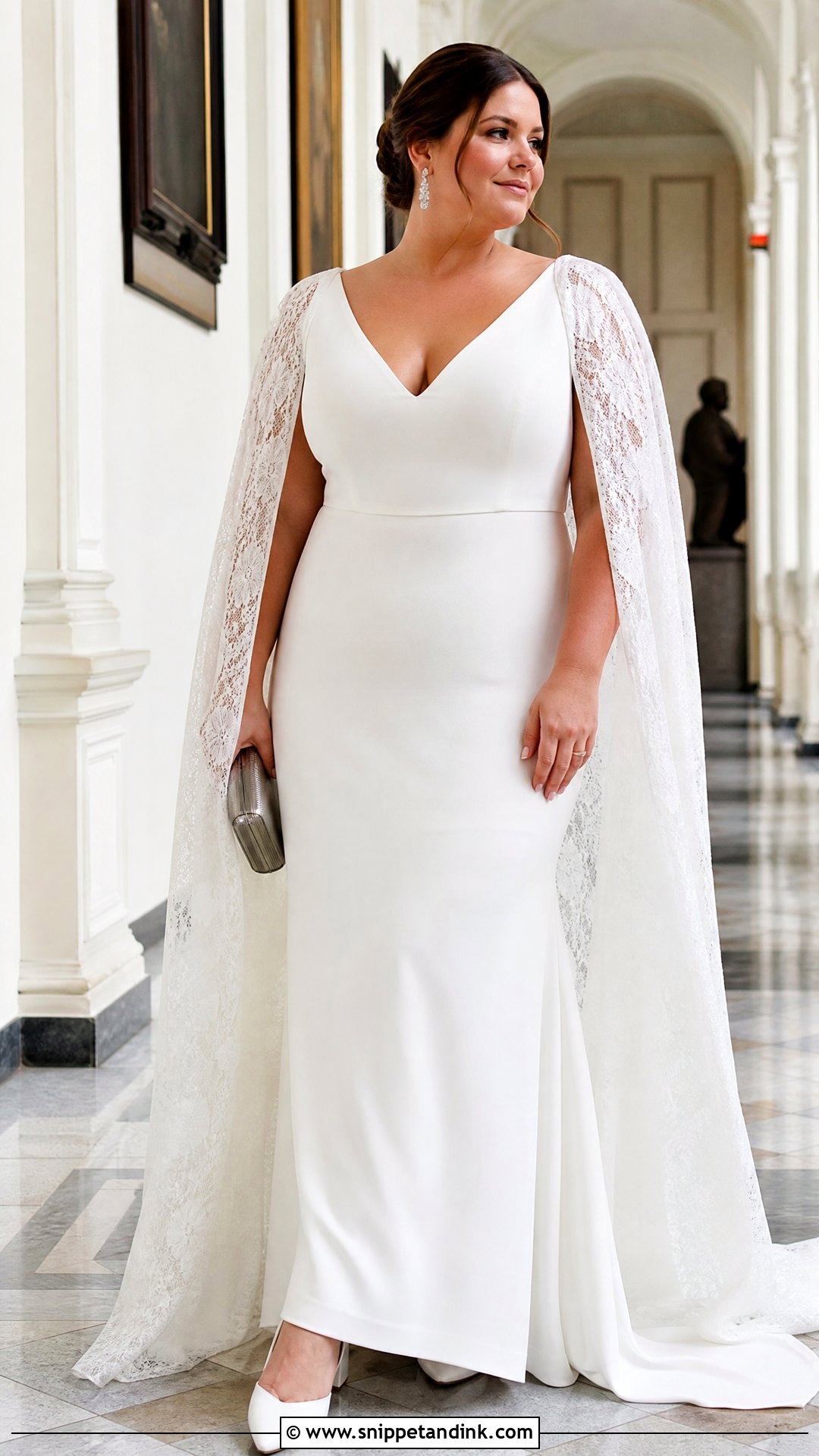 Vintage Cape Sleeve Plus Size Wedding Dress - Snippet and Ink - 20 Vintage Plus Size Wedding Dresses