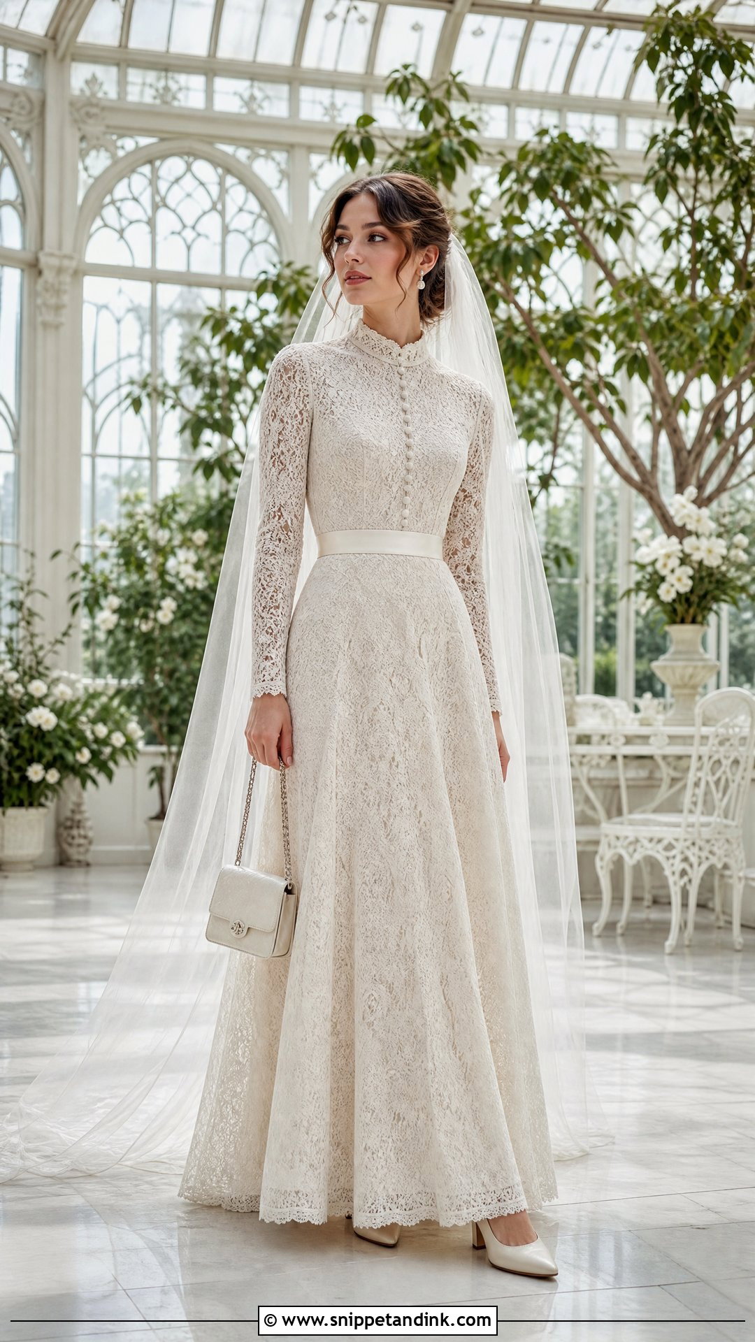Vintage Chanel High Neck Lace Wedding Dress - Snippet and Ink - 20 Vintage Chanel Wedding Dress Ideas
