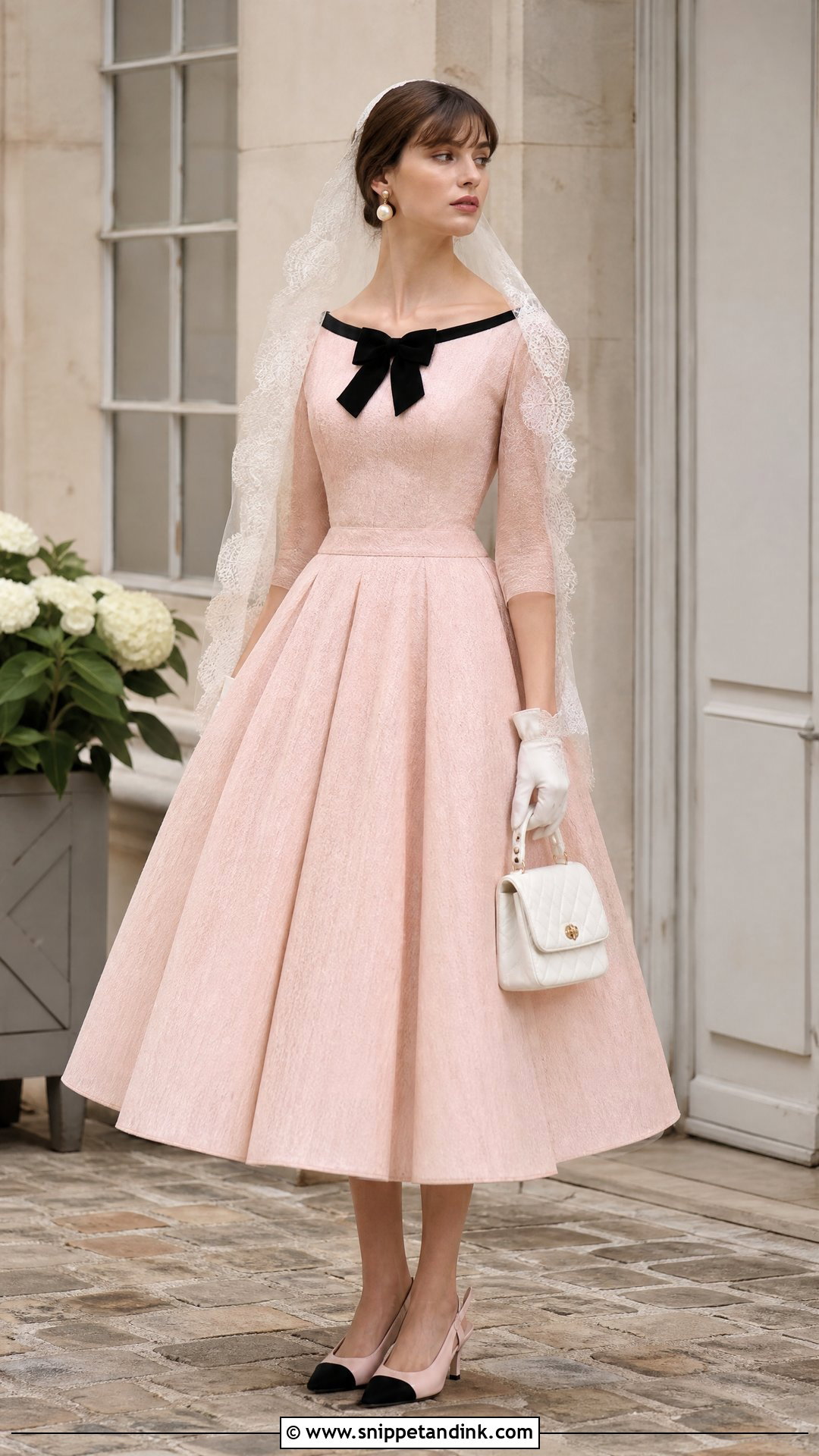 Vintage Chanel Pink Tea Length Wedding Dress - Snippet and Ink - 20 Vintage Chanel Wedding Dress Ideas