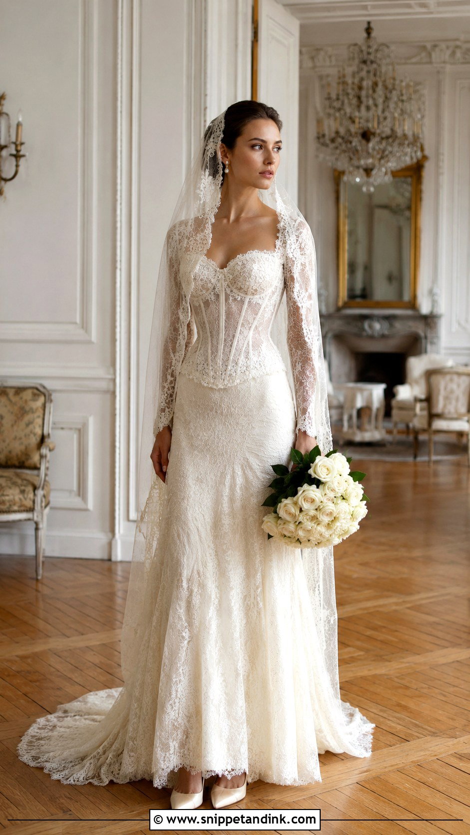 Vintage Chantilly Lace Corset Gown - Snippet and Ink - 20 Long Corset Wedding Dress Ideas