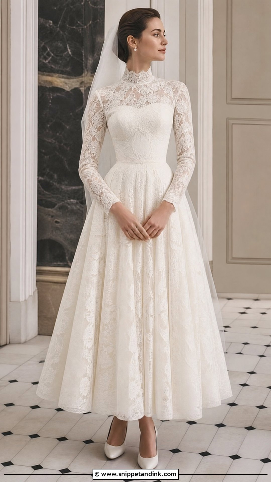Vintage Dior High Neck Wedding Dress - Snippet and Ink - 25 Vintage Dior Wedding Dress Ideas