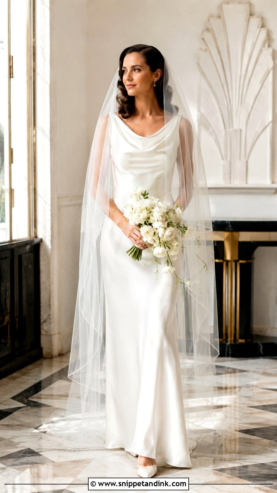 Vintage Double Veil With Bias Cut Wedding Dress - Snippet and Ink - 20 Double Veil Ideas