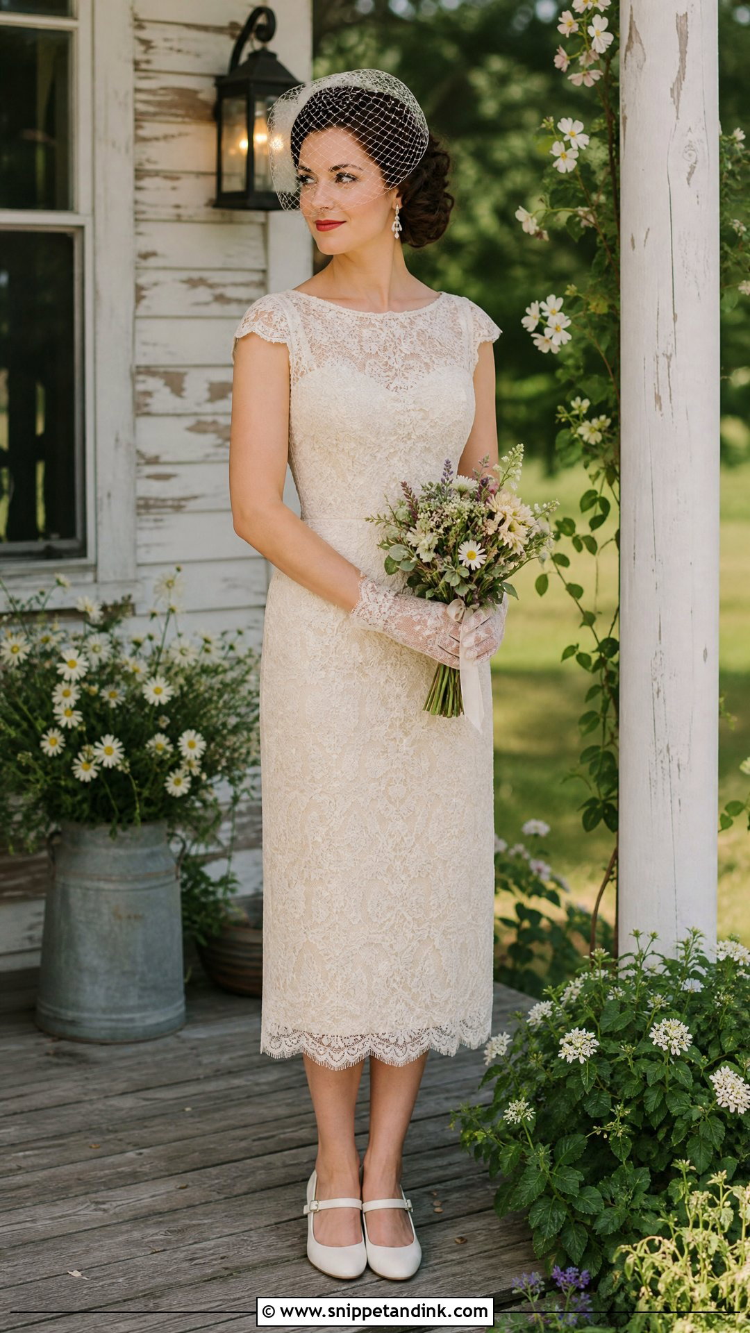 Vintage Farm Wedding Dress With Birdcage Veil - Snippet and Ink - 25 Farm Wedding Dress Ideas