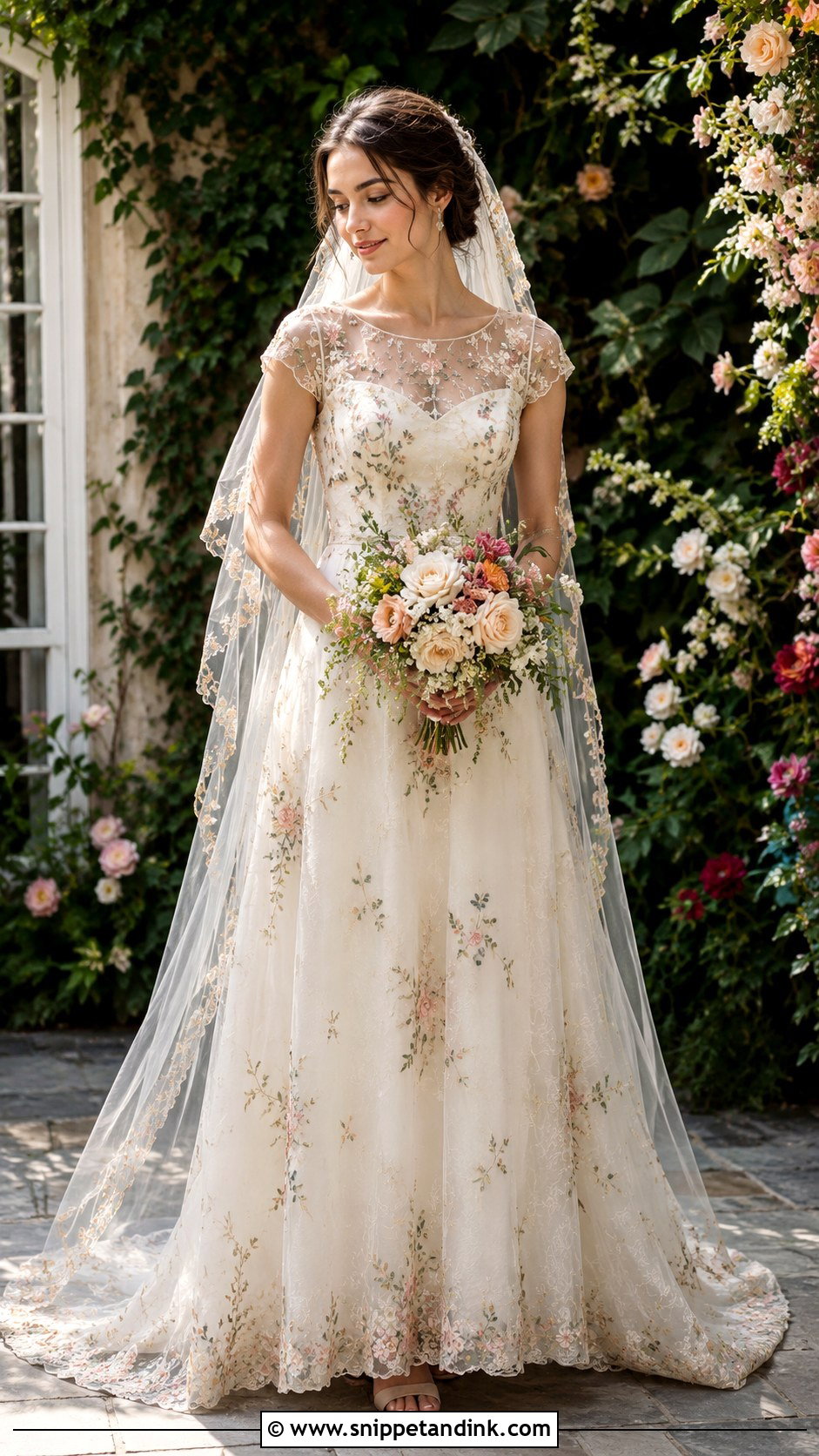 Vintage Floral Embroidered Wedding Dress - Snippet and Ink - 25 Vintage Wedding Dress Aesthetic Ideas
