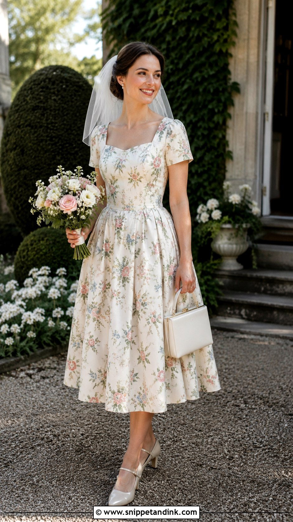 Vintage Floral Tea Dress - Snippet and Ink - 20 Casual Non Traditional Wedding Dress Ideas