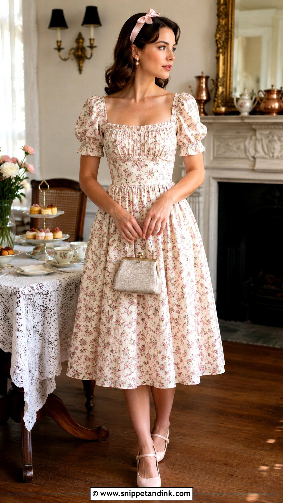 Vintage Floral Tea Gown Outfit - Snippet and Ink - 20 Tea Gown Ideas