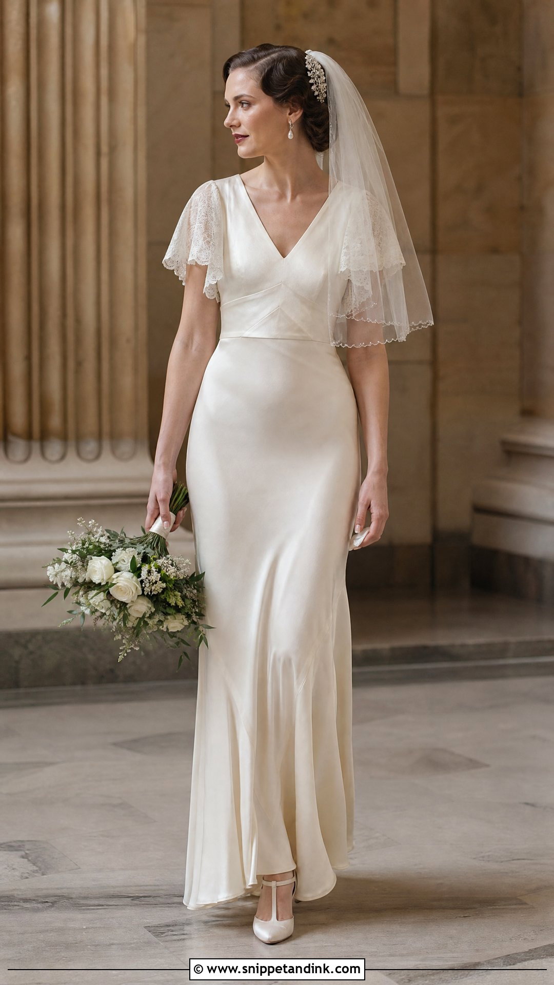 Vintage Flutter Sleeve Wedding Dress - Snippet and Ink - 20 Wedding Dress Flutter Sleeves