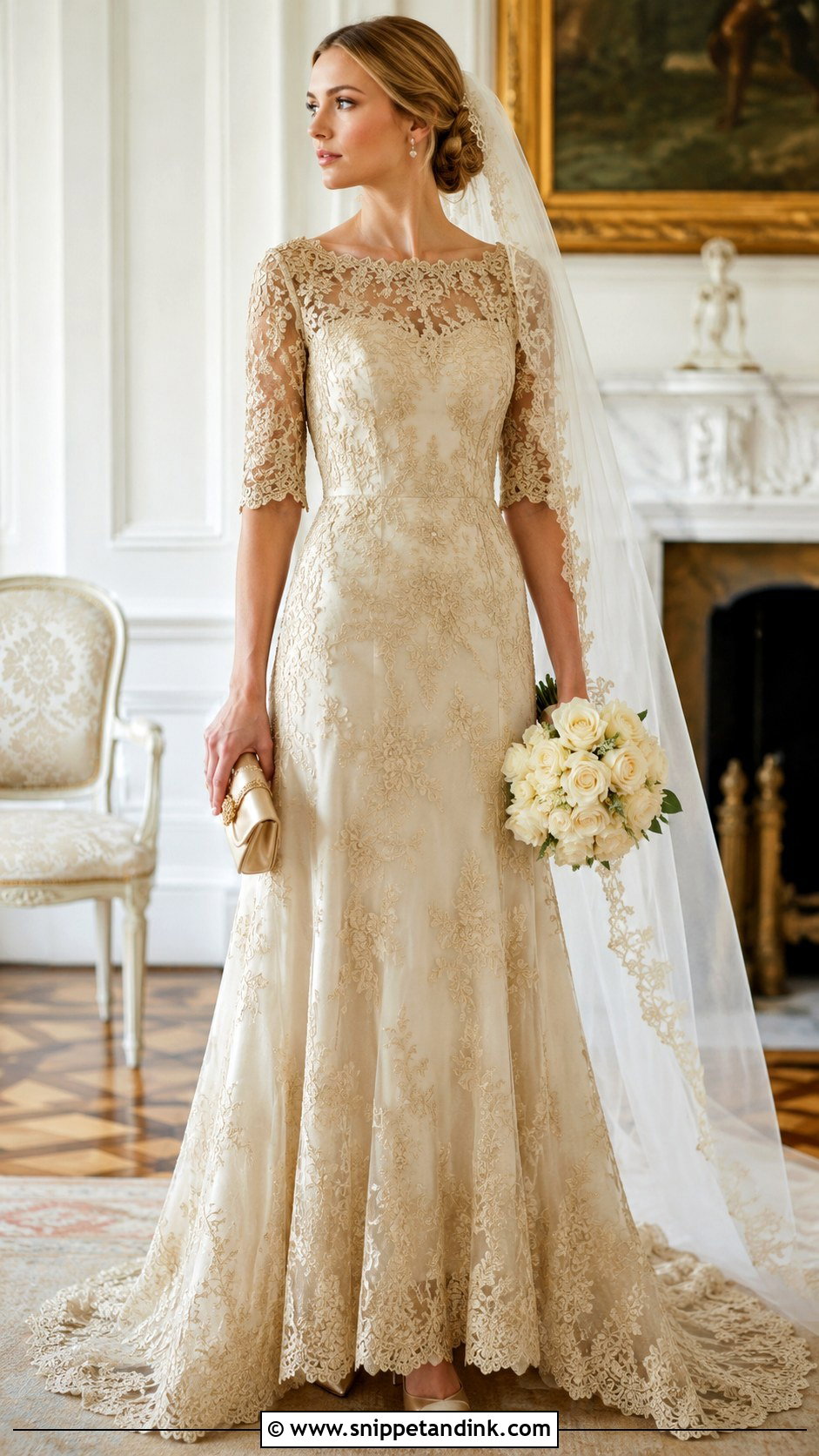 Vintage Gold Lace Wedding Dress - Snippet and Ink - 20 Gold Lace Wedding Dress Ideas