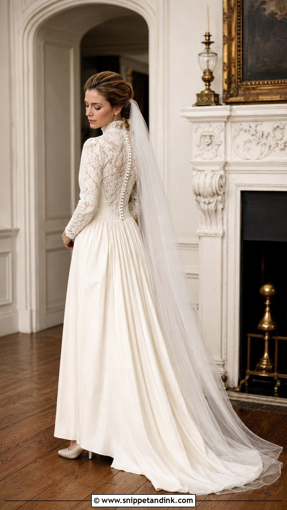 Vintage High Neck Embroidered Wedding Gown - Snippet and Ink - 20 Embroidered Wedding Gown Ideas