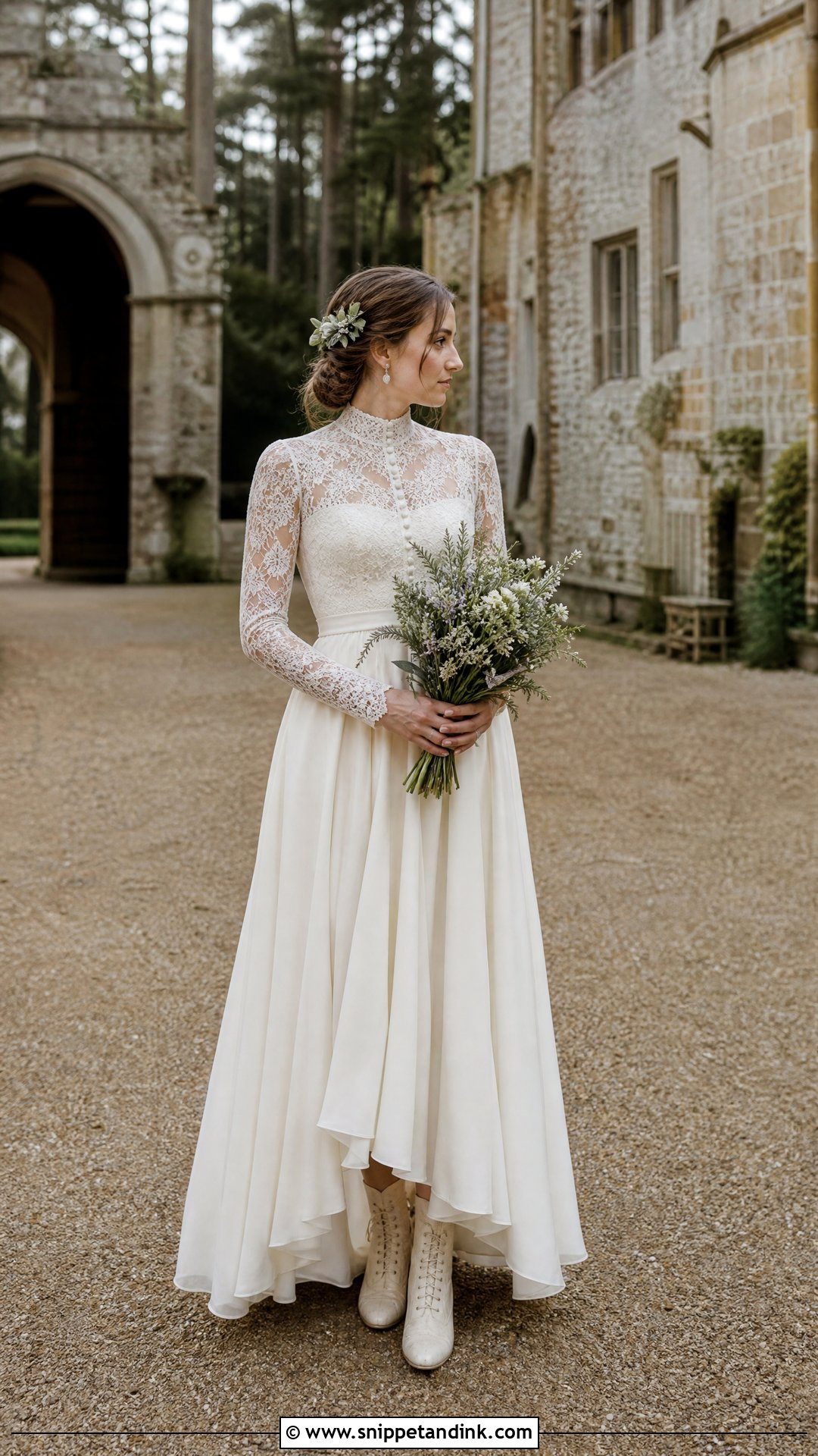 Vintage High Neck Woodland Wedding Dress - Snippet and Ink - 25 Woodland Wedding Dress Ideas