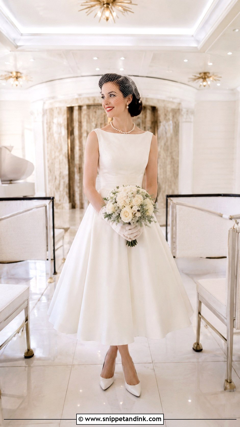 Vintage Inspired Dress With Birdcage Veil - Snippet and Ink - 30 Vegas Elopement Dress Ideas