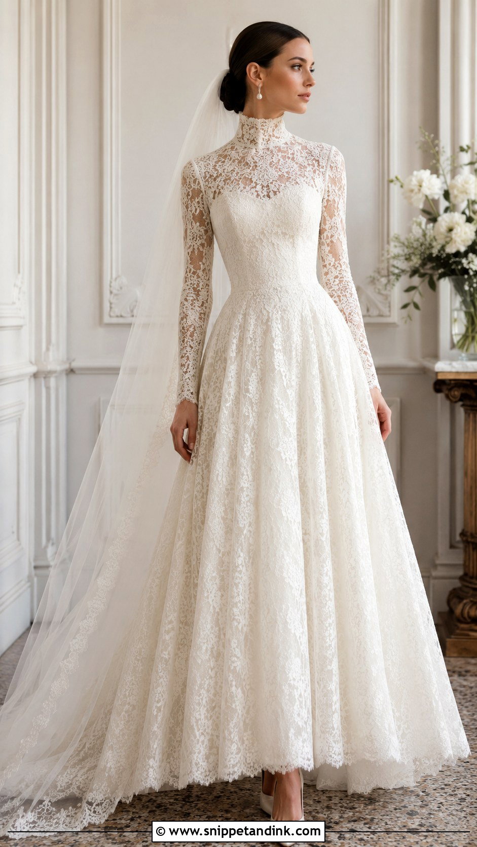 Vintage Italian High Neck Wedding Dress - Snippet and Ink - 25 Vintage Italian Wedding Dress Ideas