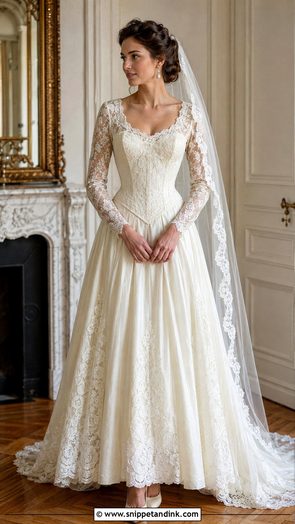 Vintage Lace Basque Waist Wedding Dress - Snippet and Ink - 20 Basque Waist Wedding Ideas