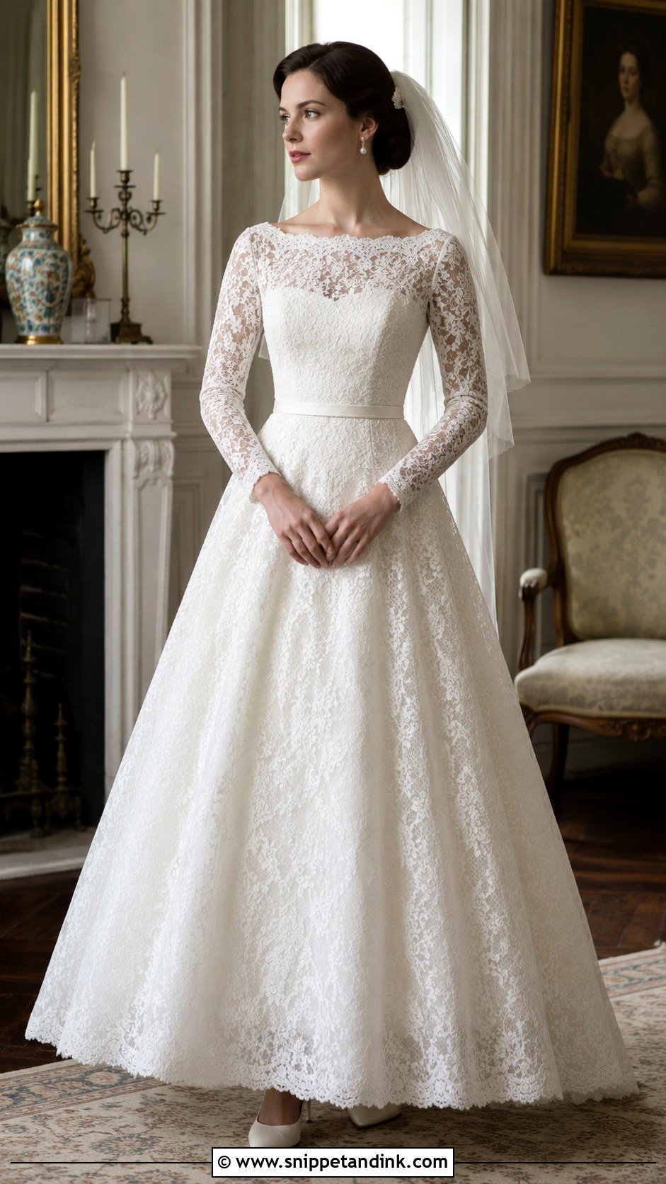 Vintage Lace Boat Neck Wedding Dress - Snippet and Ink - 20 Boat Neck Wedding Dresses