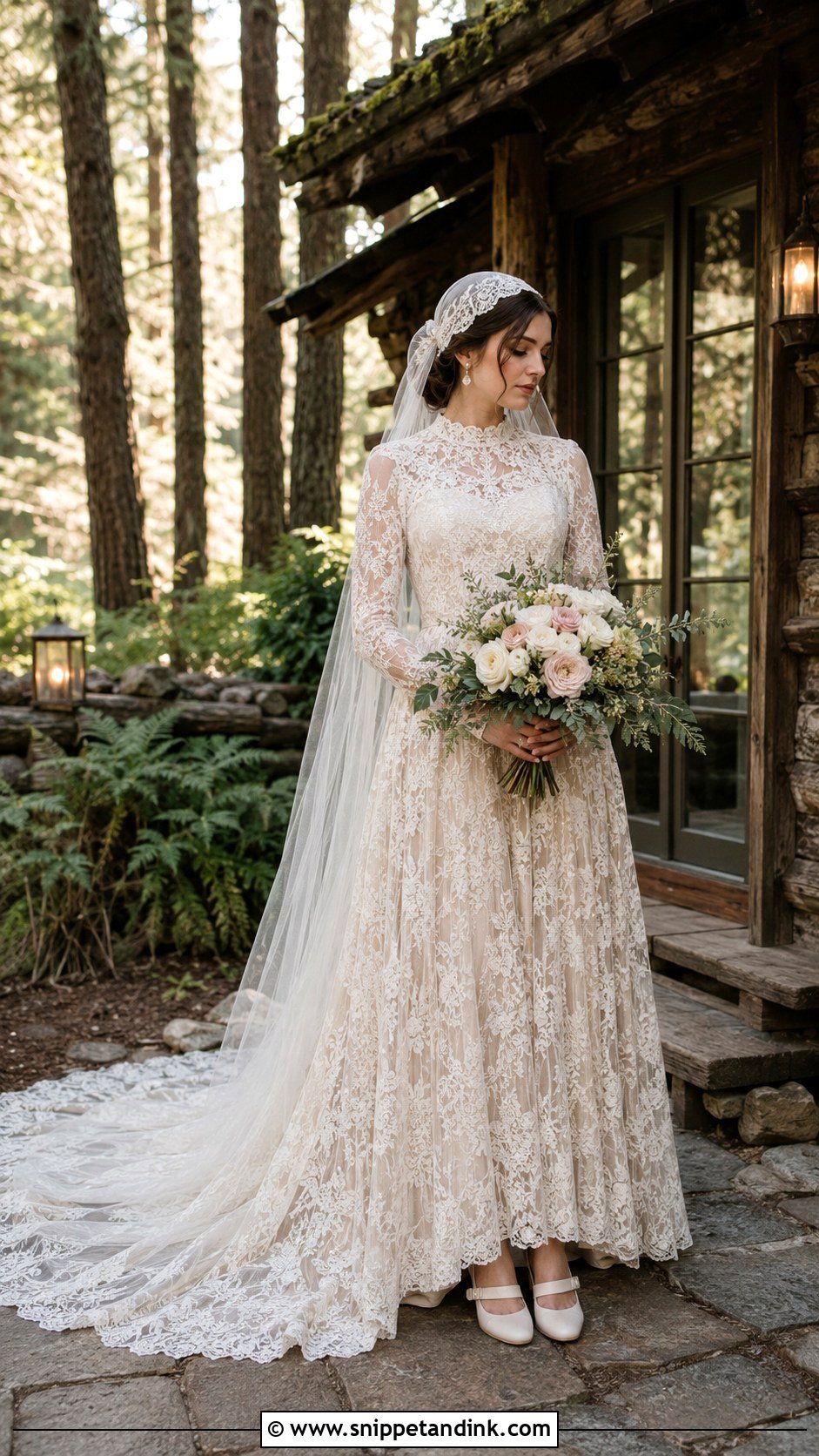Vintage Lace Forest Wedding Dress - Snippet and Ink - 20 Forest Wedding Aesthetic Wedding Dress Ideas