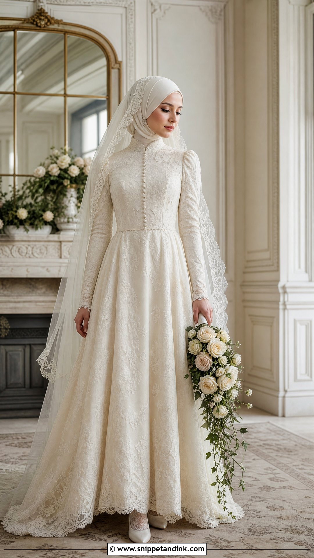 Vintage Lace Hijab Wedding Dress - Snippet and Ink - 20 Wedding Dresses for Hijabi Girl