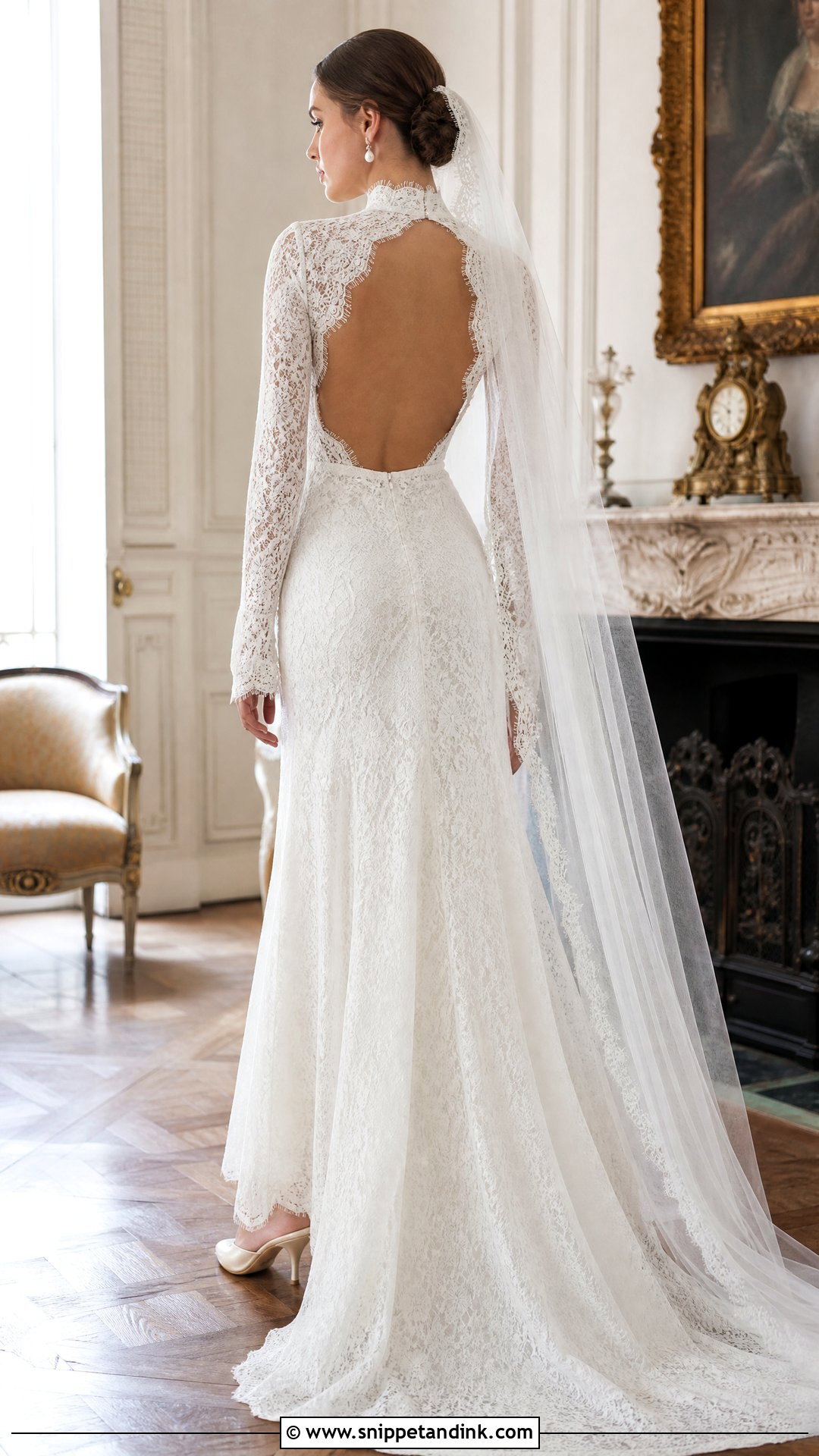 Vintage Lace Long Sleeve Backless Wedding Dress - Snippet and Ink - 25 Long Sleeve Backless Wedding Dress Ideas