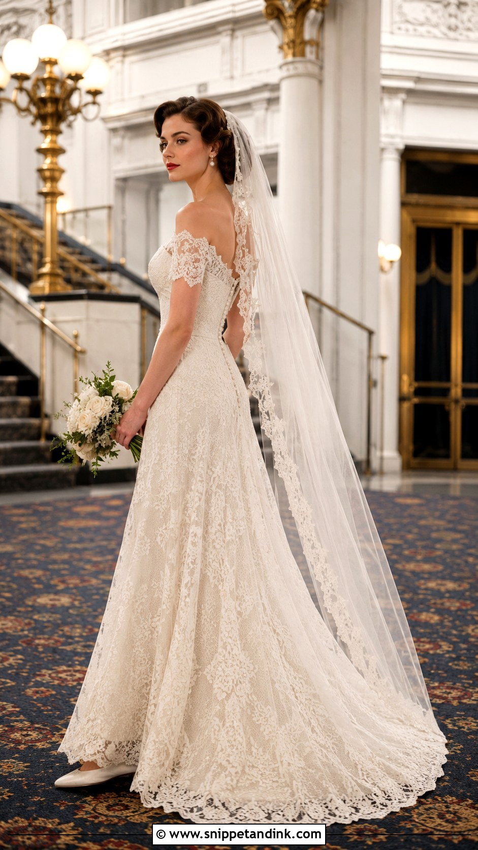 Vintage Lace Off Shoulder Wedding Dress - Snippet and Ink - 20 Lace Off Shoulder Wedding Dress Ideas