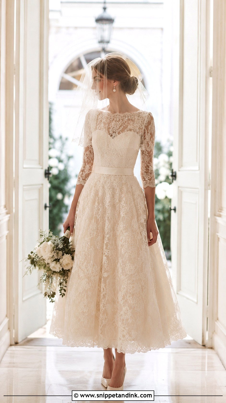Vintage Lace Wedding Dress With Blusher Veil - Snippet and Ink - 30 Vintage Lace Wedding Dress Ideas