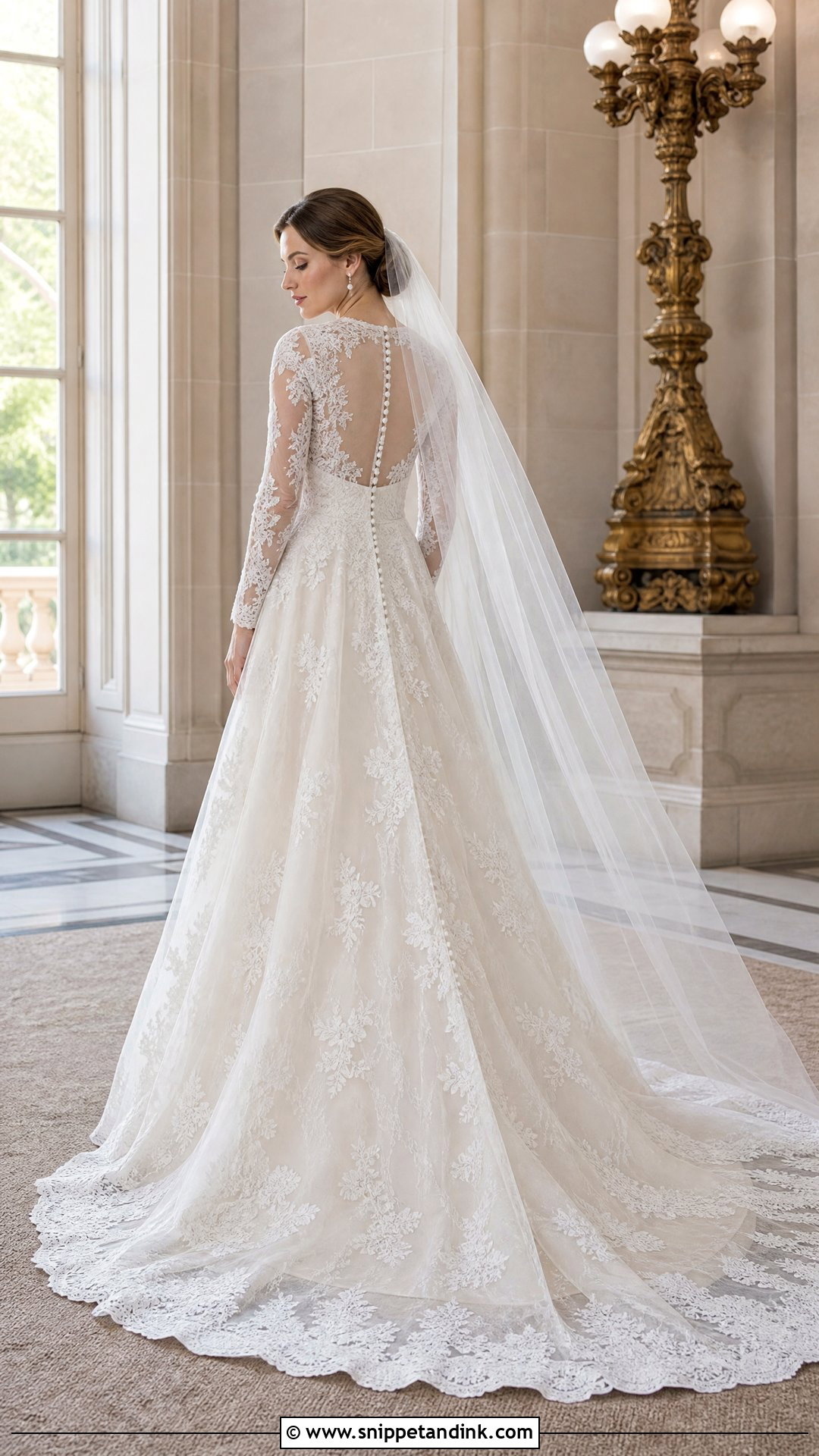 Vintage Lace Wedding Dress With Cathedral Train - Snippet and Ink - 20 Vintage Lace Wedding Dress with Sleeves