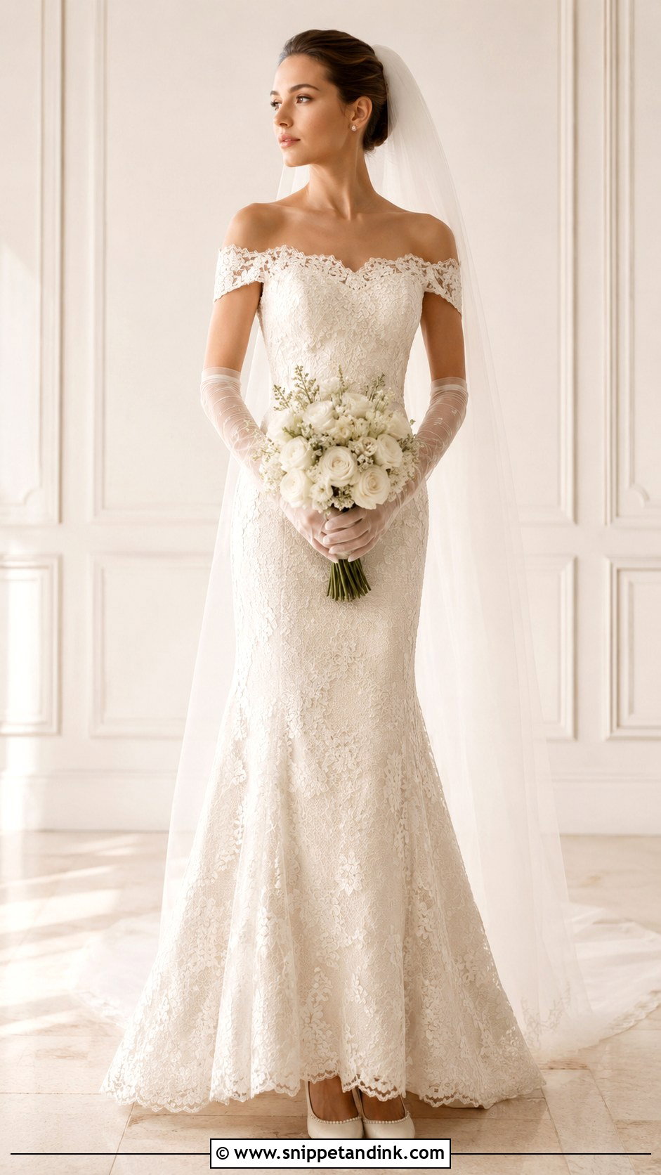 Vintage Lace Wedding Dress With Gloves - Snippet and Ink - 30 Vintage Lace Wedding Dress Ideas